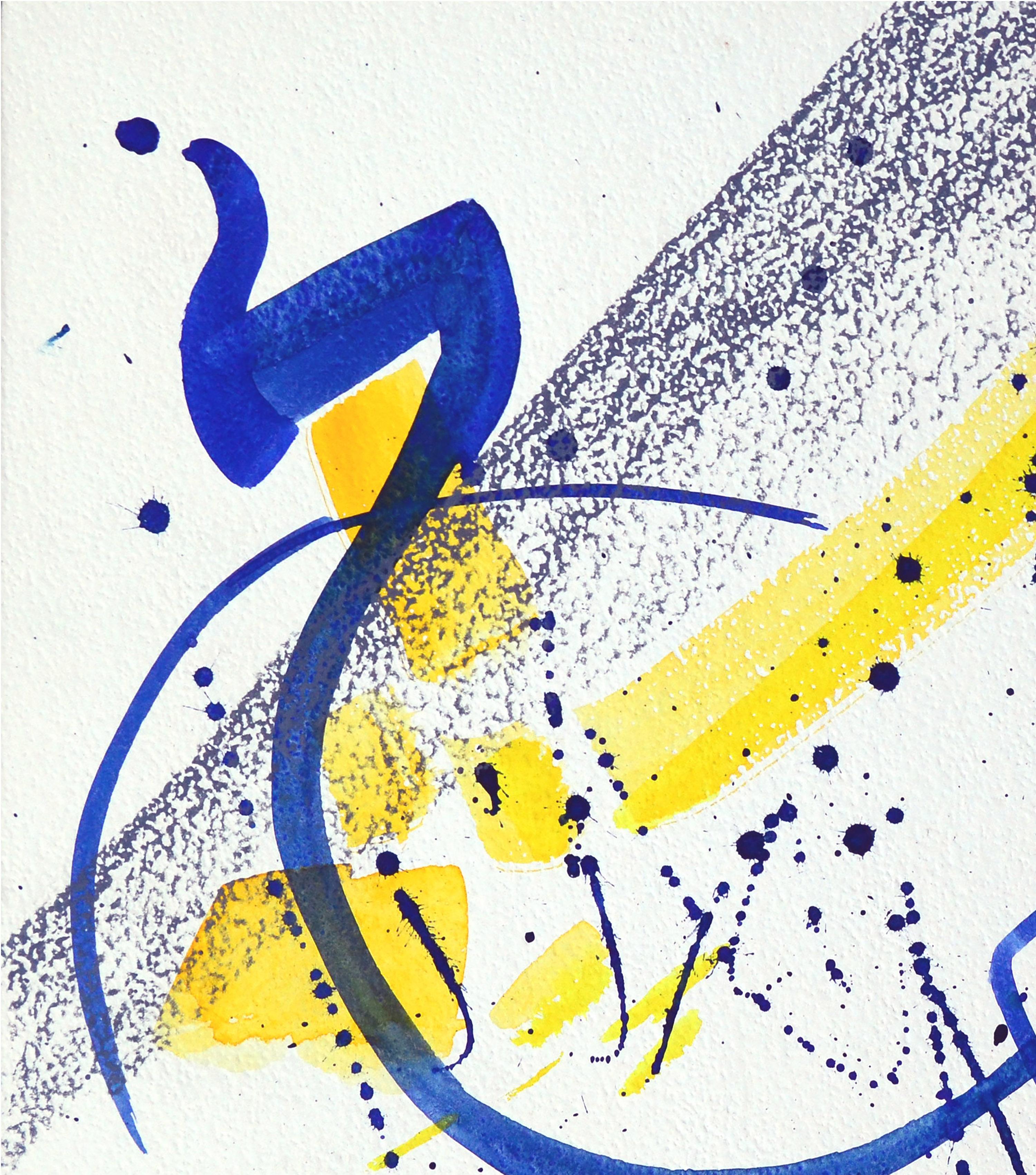 Blue and Yellow Abstract  - Art by Doris Warner