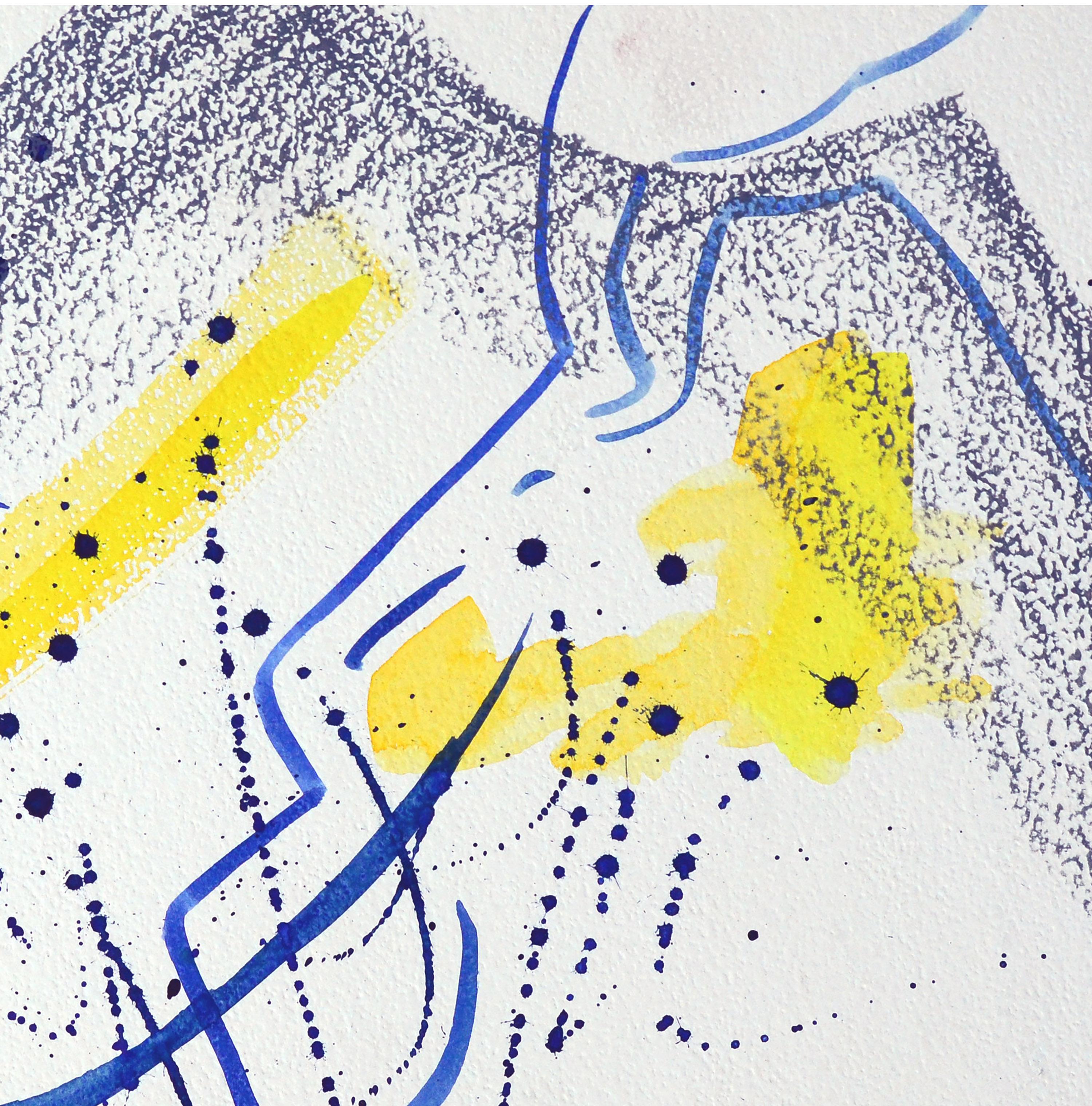 Blue and Yellow Abstract  - Abstract Expressionist Art by Doris Warner