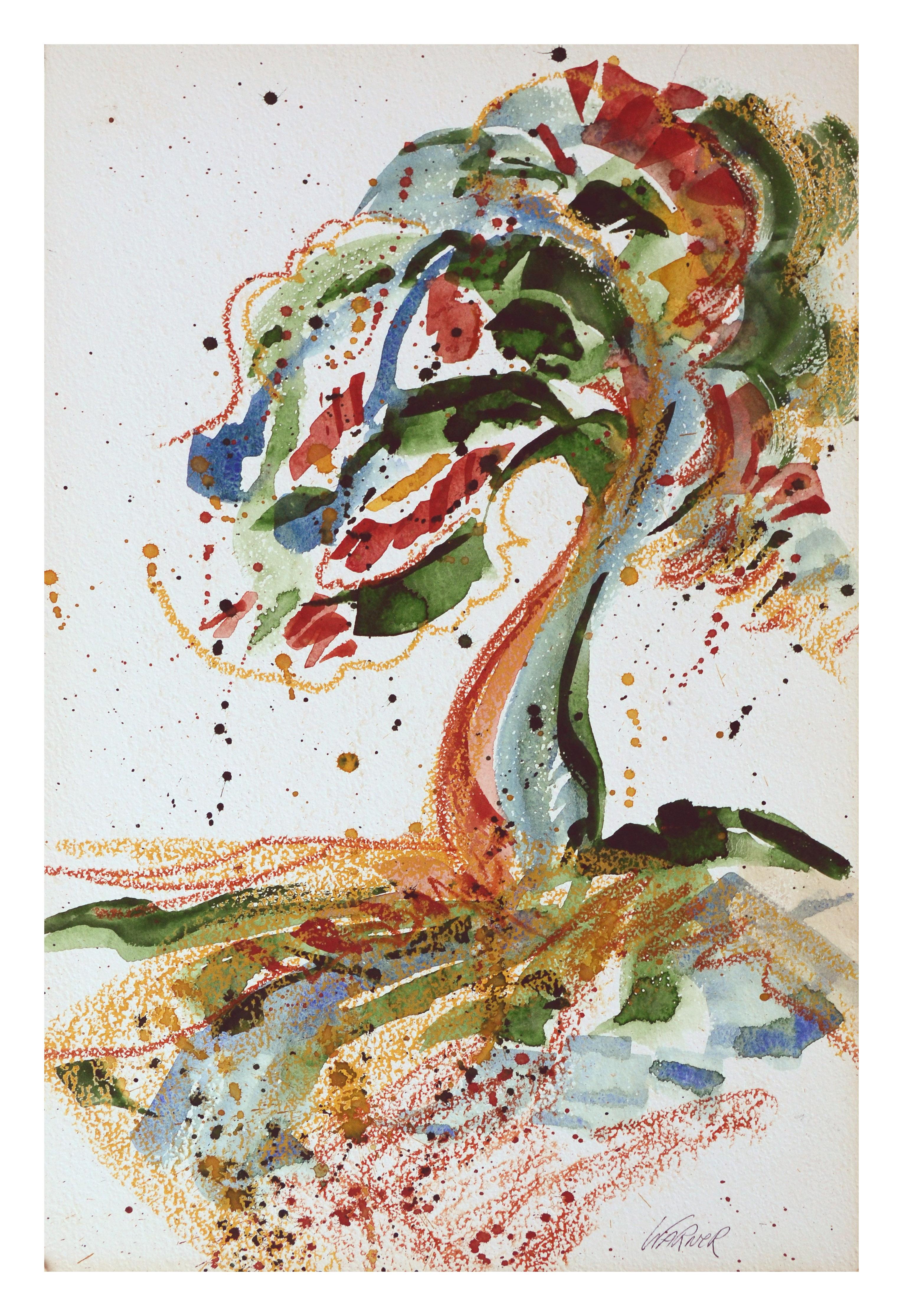 Doris Warner Abstract Drawing - Colorful Abstracted Tree
