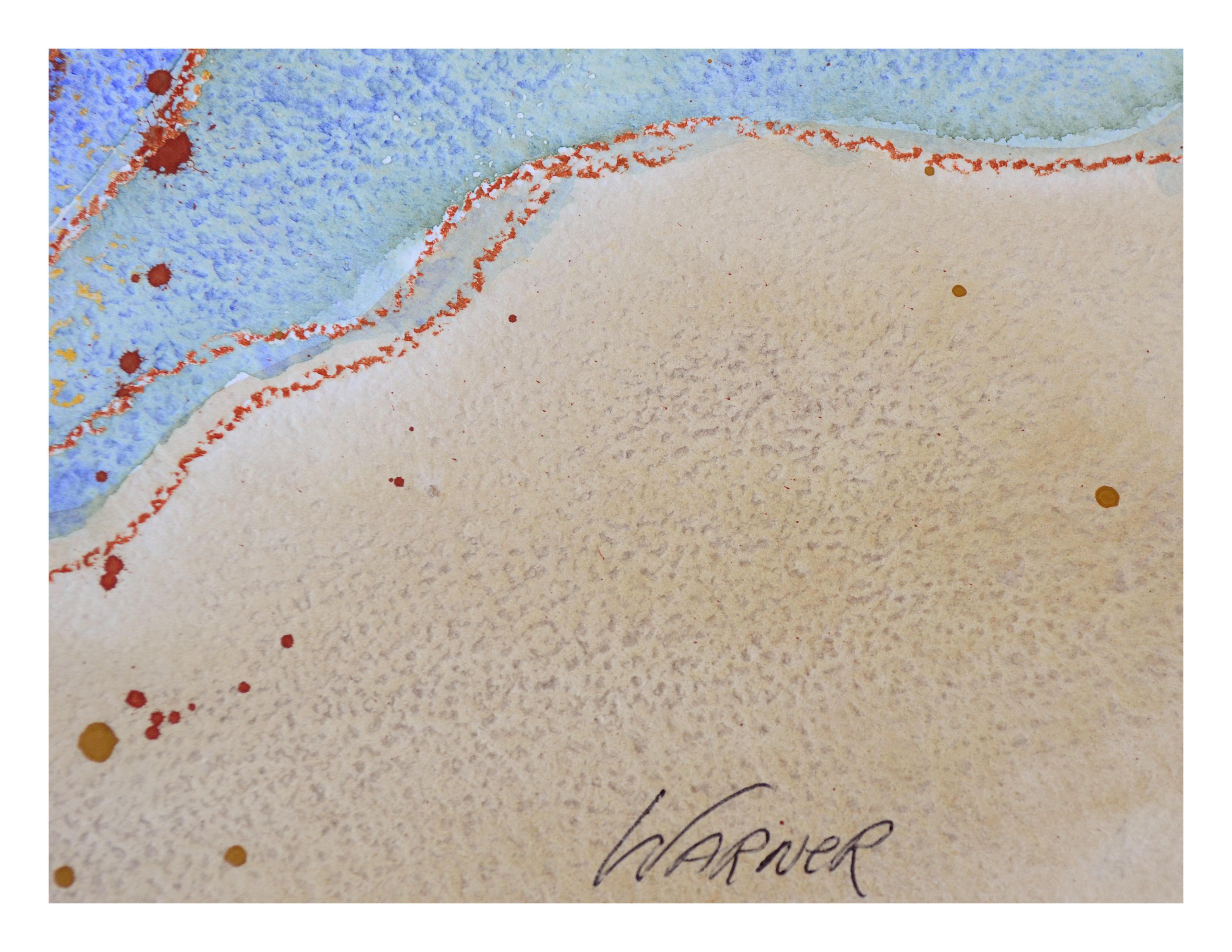 Tides bleues abstraites - Gris Abstract Drawing par Doris Warner