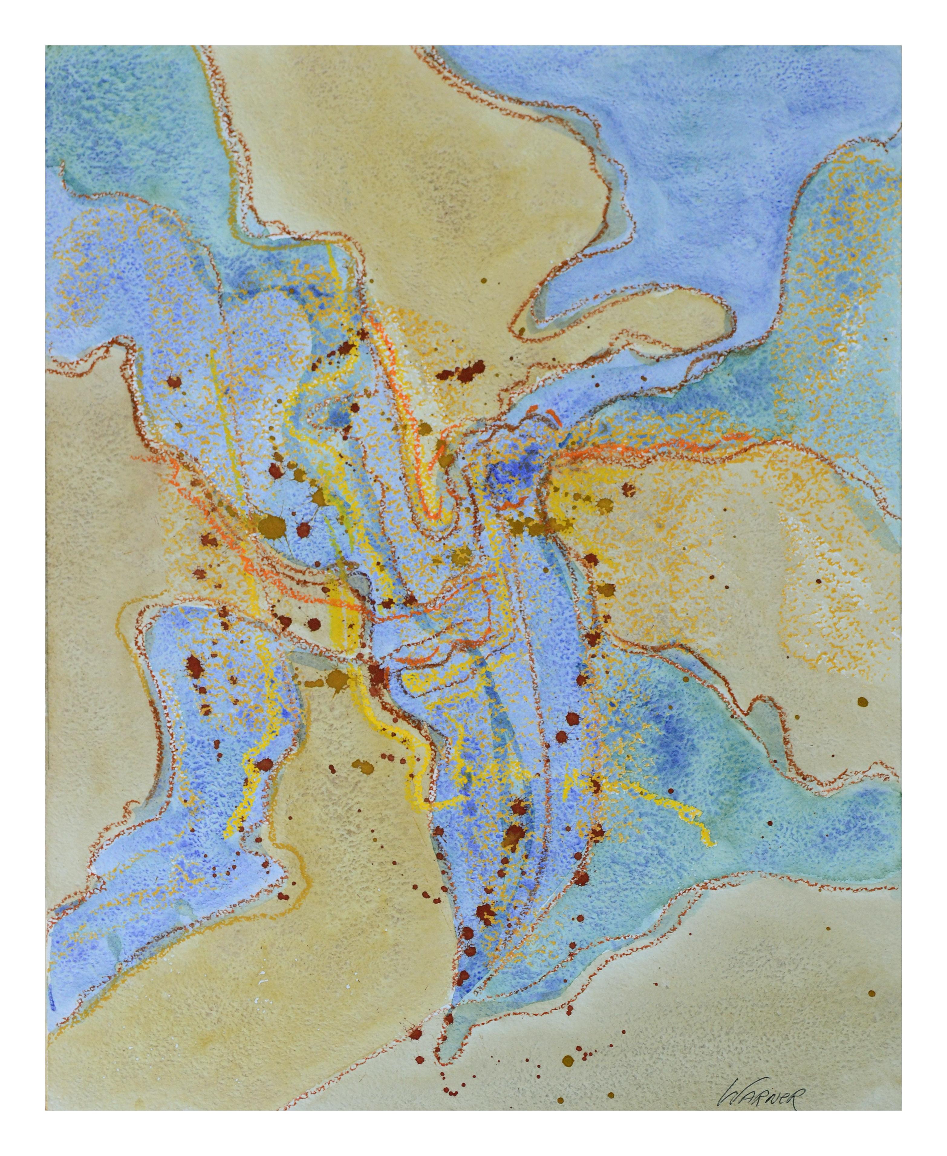 Doris Warner Abstract Drawing - Blue Tides Abstract