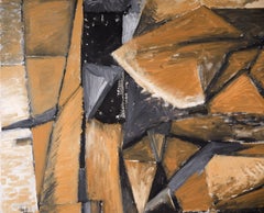 Zeitgenössische großformatige kubistische abstrakte Erdtöne in abstraktem Stil