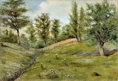 Antique Green Meadows Landscape 