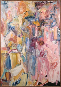 Pink, Blue, and Yellow Abstract Expressionist Figuration