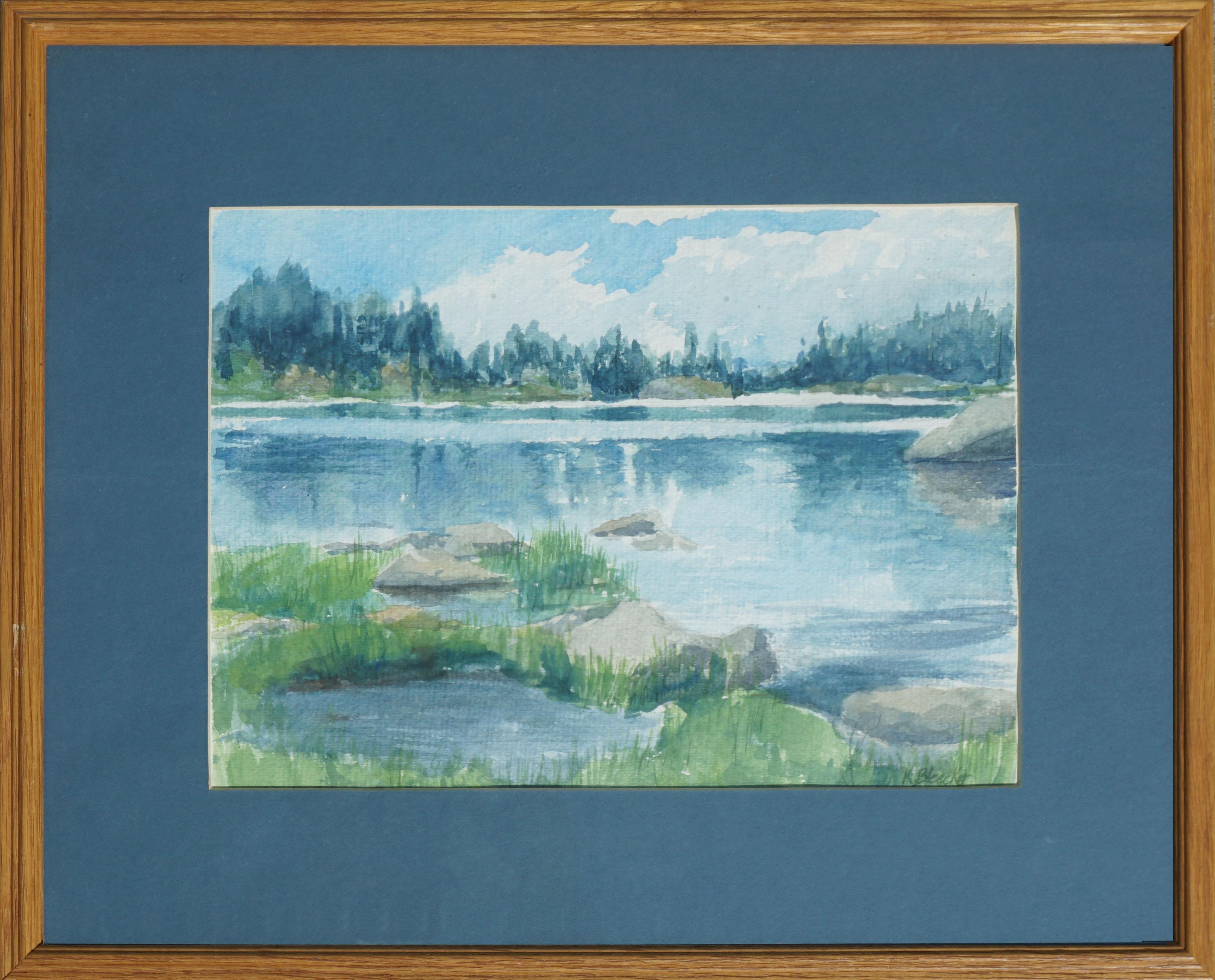 K. Bleecker  Landscape Art - Blue Lake Landscape 