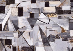Abstrait cubiste à l'échelle grise avec des accents bruns