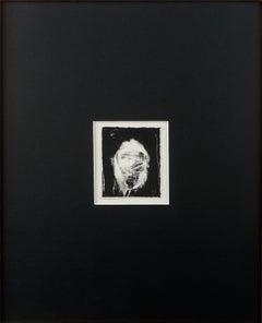"Noir #11", Litografía abstracta figurativa contemporánea en miniatura en negro
