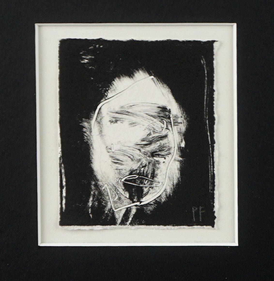 « Noir #11 », lithographie figurative abstraite contemporaine miniature en noir - Expressionnisme abstrait Print par Peter Foley