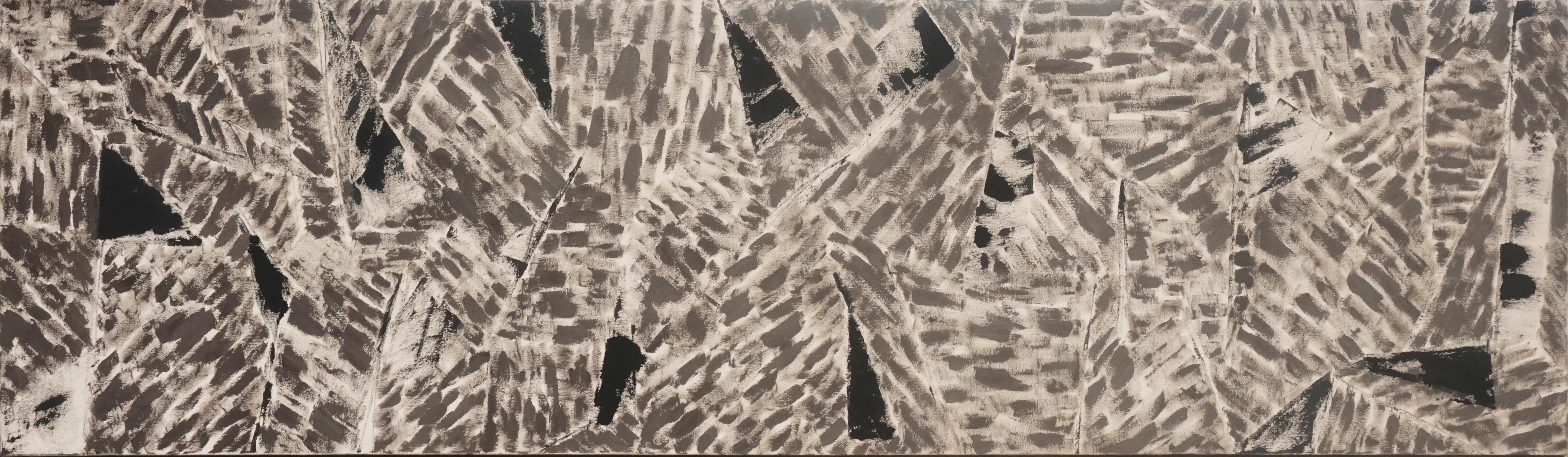 Abstract Painting Michael Pauker  - Tableau abstrait géométrique contemporain abstrait noir et beige 