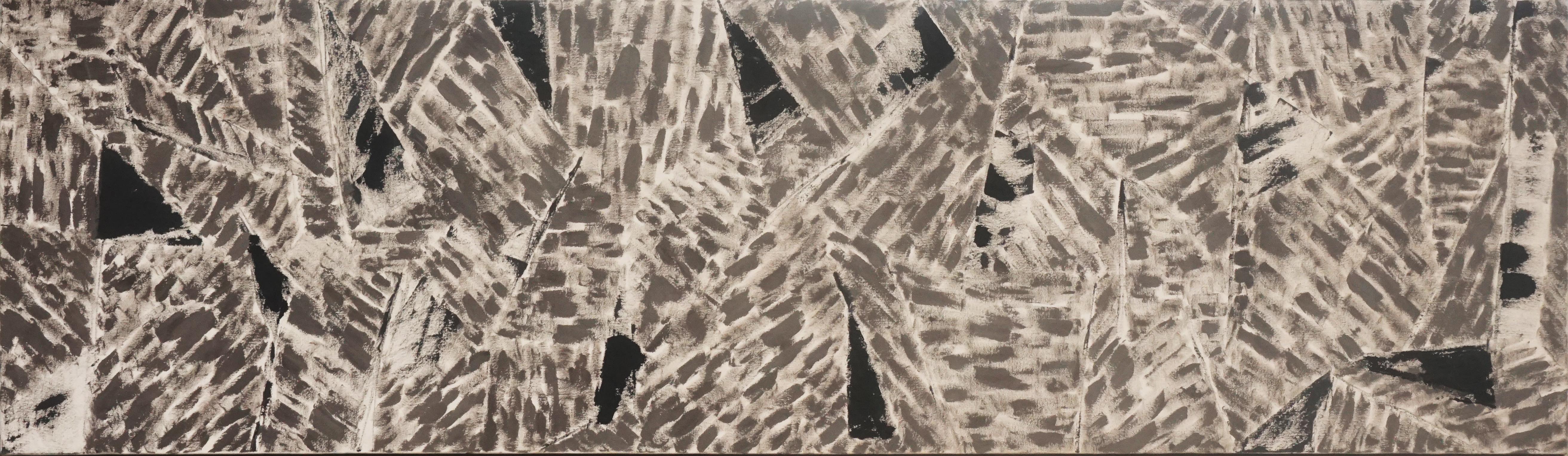 Abstract Painting di Michael Pauker  - Astratto geometrico contemporaneo in nero e beige