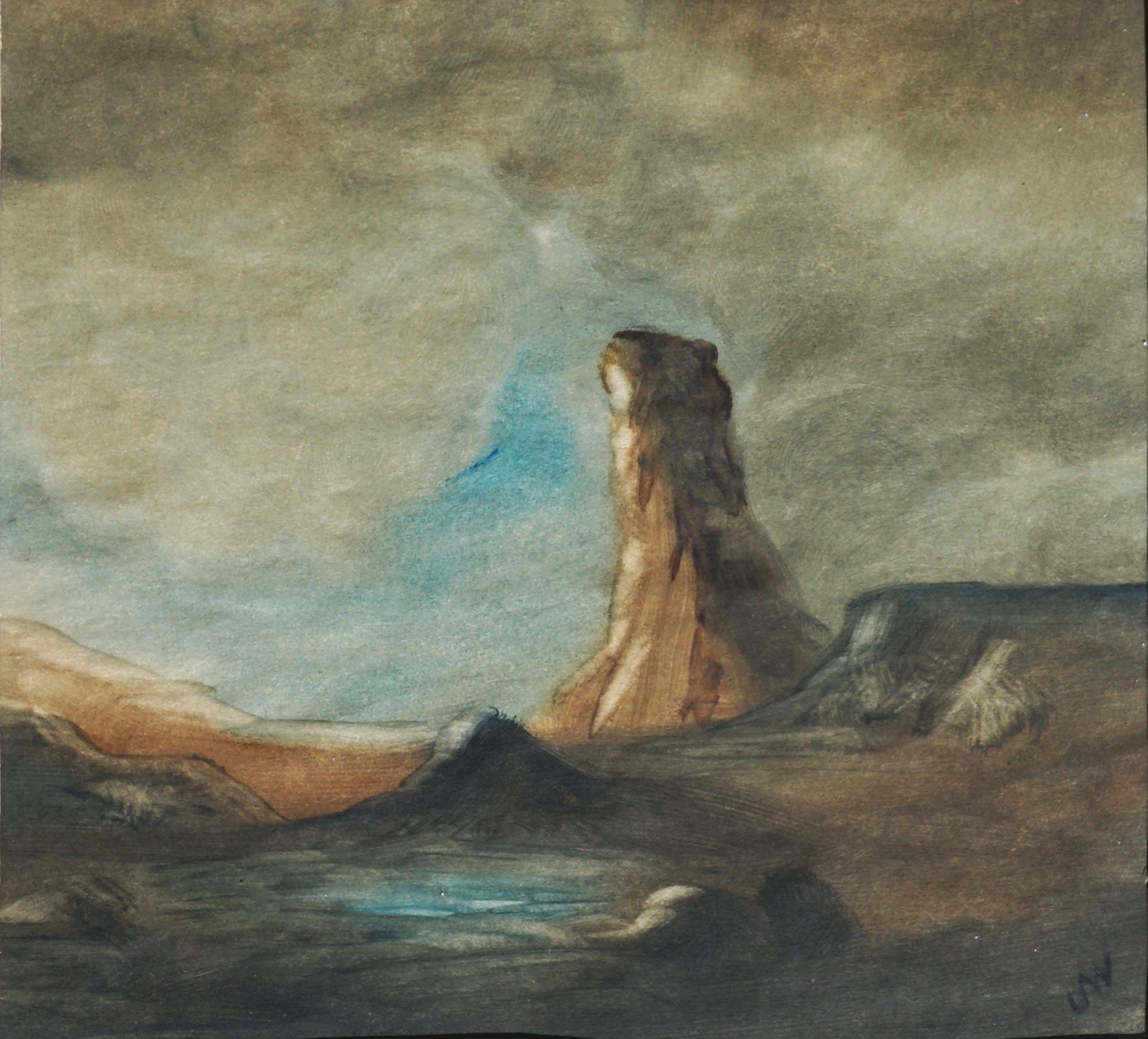 "Water Hole" - Early 20th C. Monument Rock Landscape 