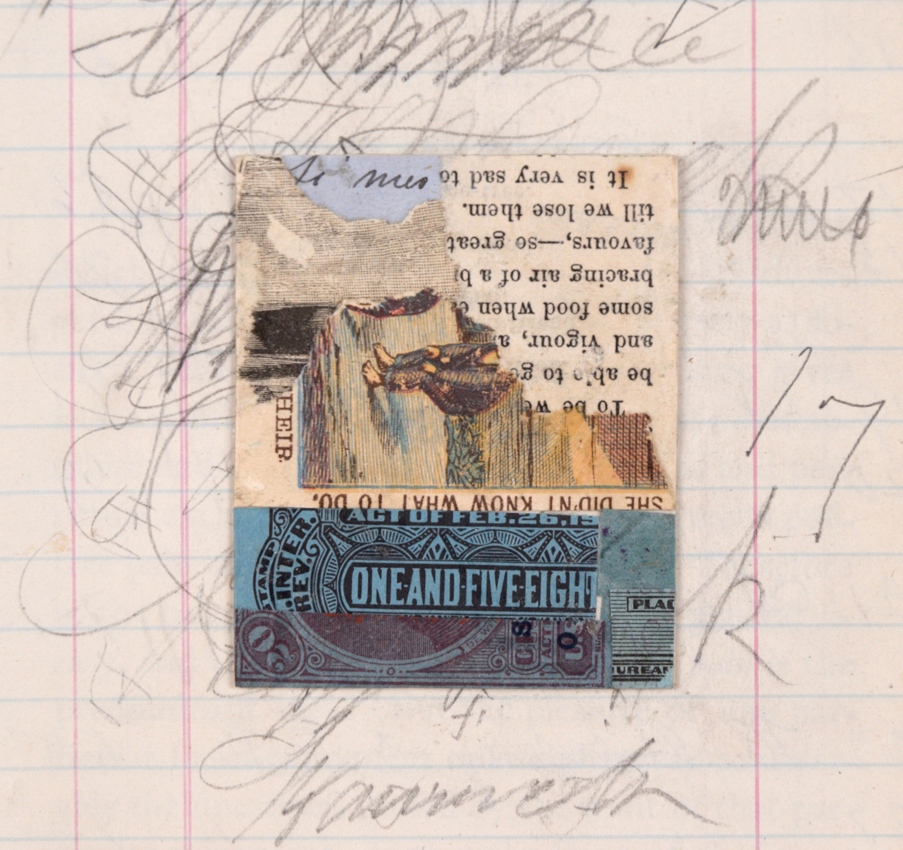 Collage di carta di oggetti trovati di Michael Pauker (americano, nato nel 1957). Non firmato, ma è stato acquistato insieme a una collezione di sue opere. Numerato sul verso. Presentato 