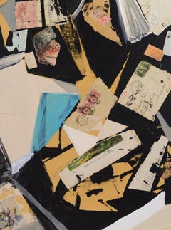 "Vor den Kannibalen gerettet" Contemporary Abstract Painting w Found Object Collage