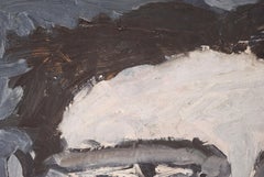 Vintage Expressionist Portrait of a Man with a Bowtie Oil on Wood