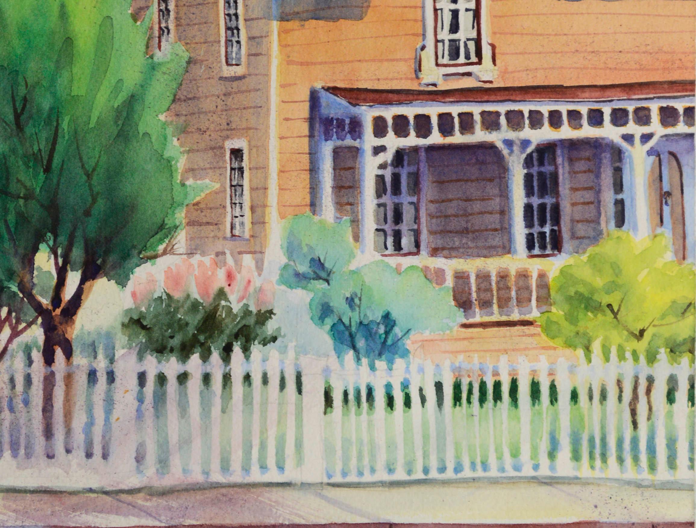 Paysage de ville de Carmel, Californie  - Impressionnisme américain Painting par Lillie Heebner