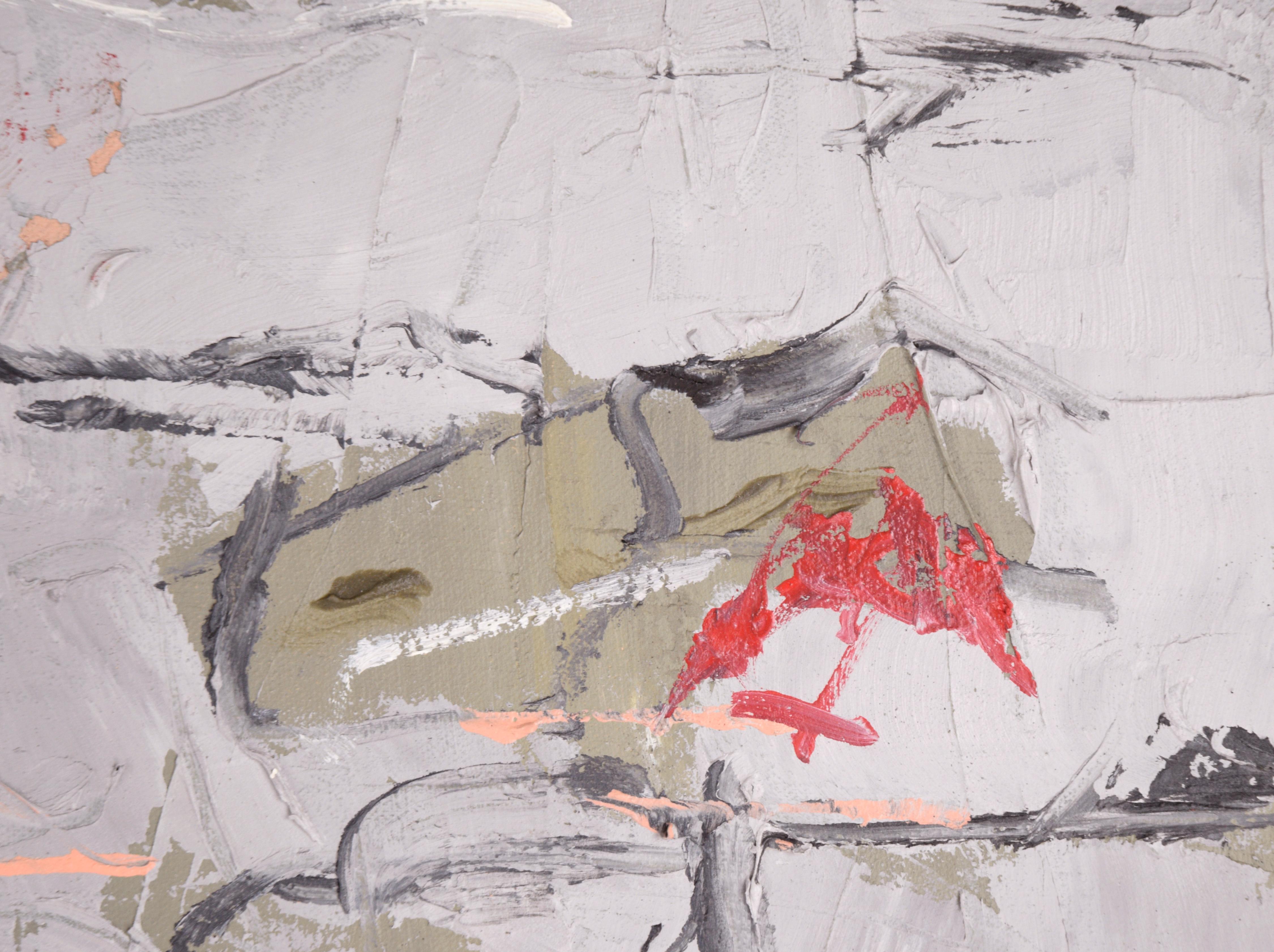 Gray and Green with Red Accents, Contemporary Large-Scale Abstract Expressionist For Sale 5