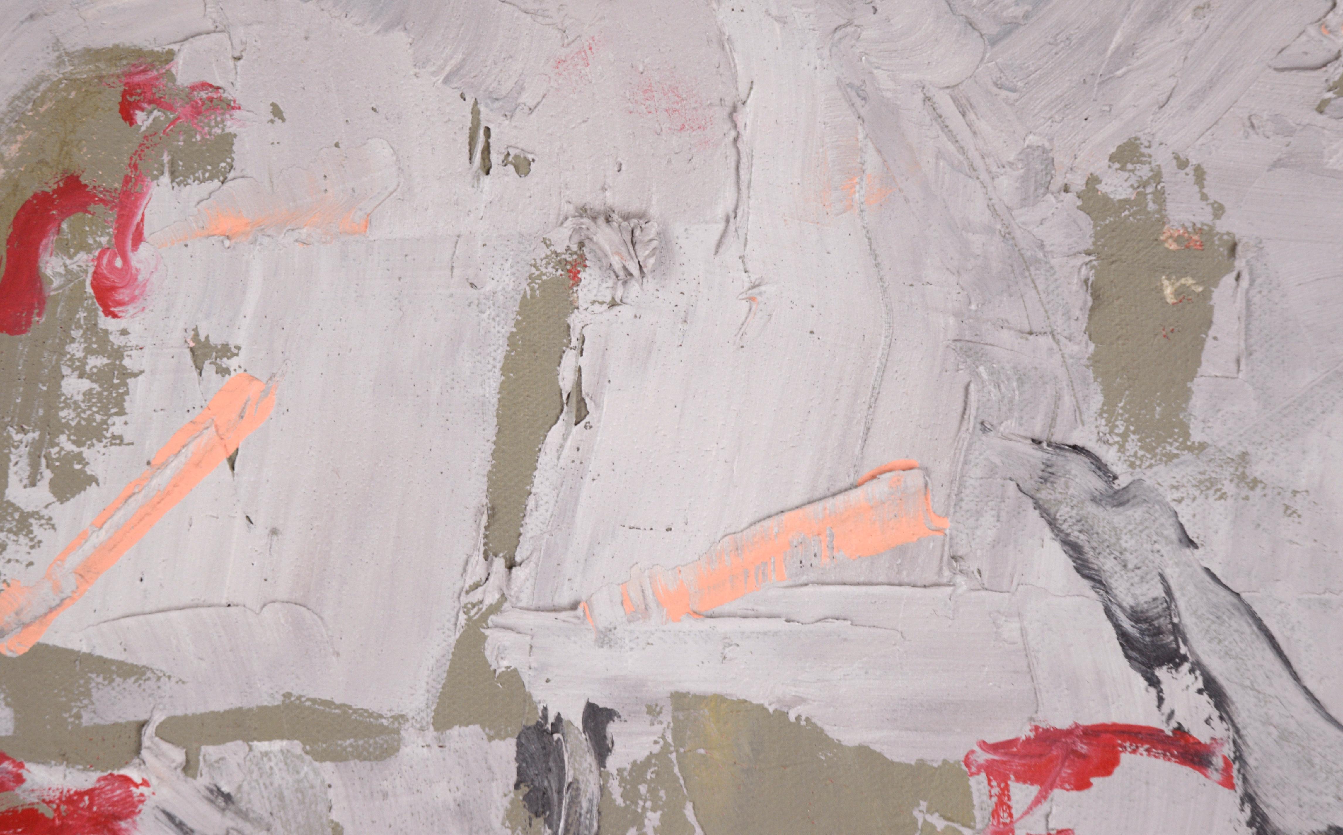 Gray and Green with Red Accents (gris et vert avec accents rouges), expressionniste abstrait contemporain de grande taille en vente 4