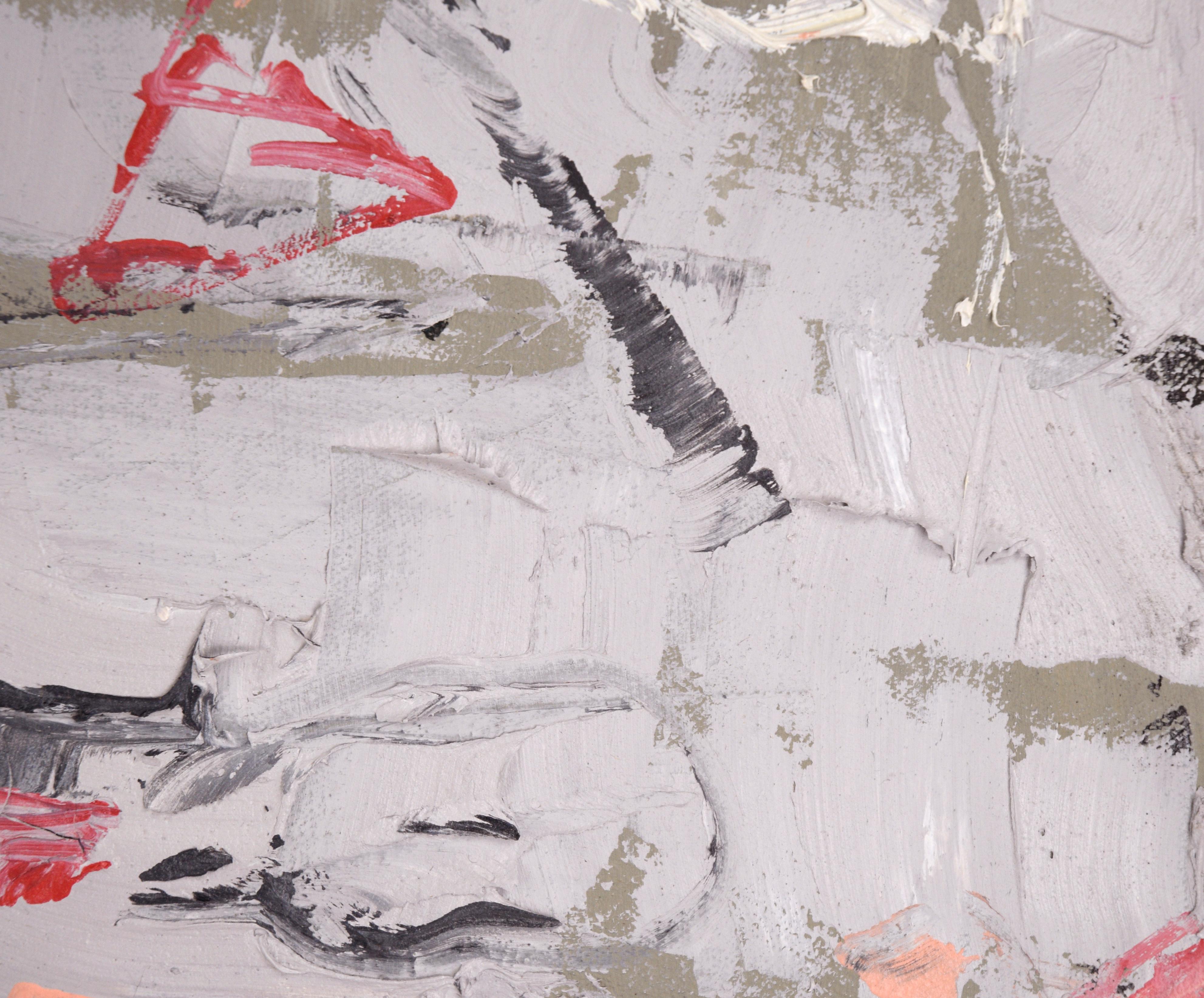 Gray and Green with Red Accents, Contemporary Large-Scale Abstract Expressionist For Sale 7