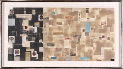« Commentariorem », aquarelle contemporaine de Chine Colle avec collage d'objets trouvés