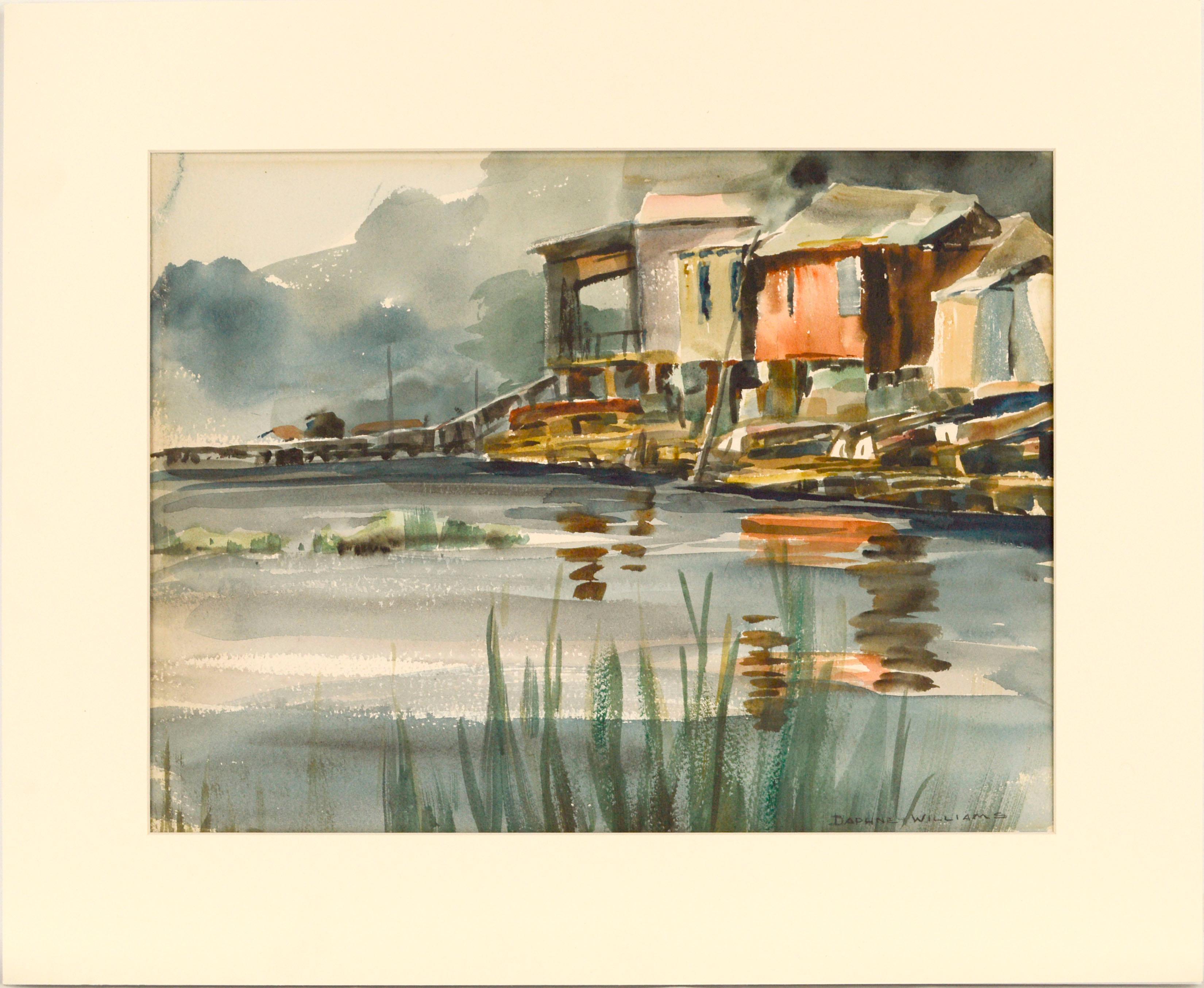 Daphne Williams Landscape Art - Dock over Water Landscape 