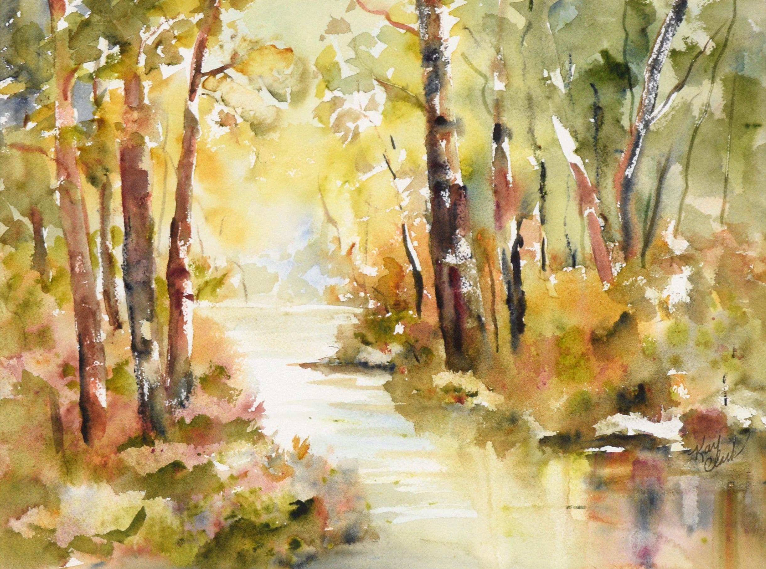 Stream in the Woods - Landscape - Art by Kay Clark