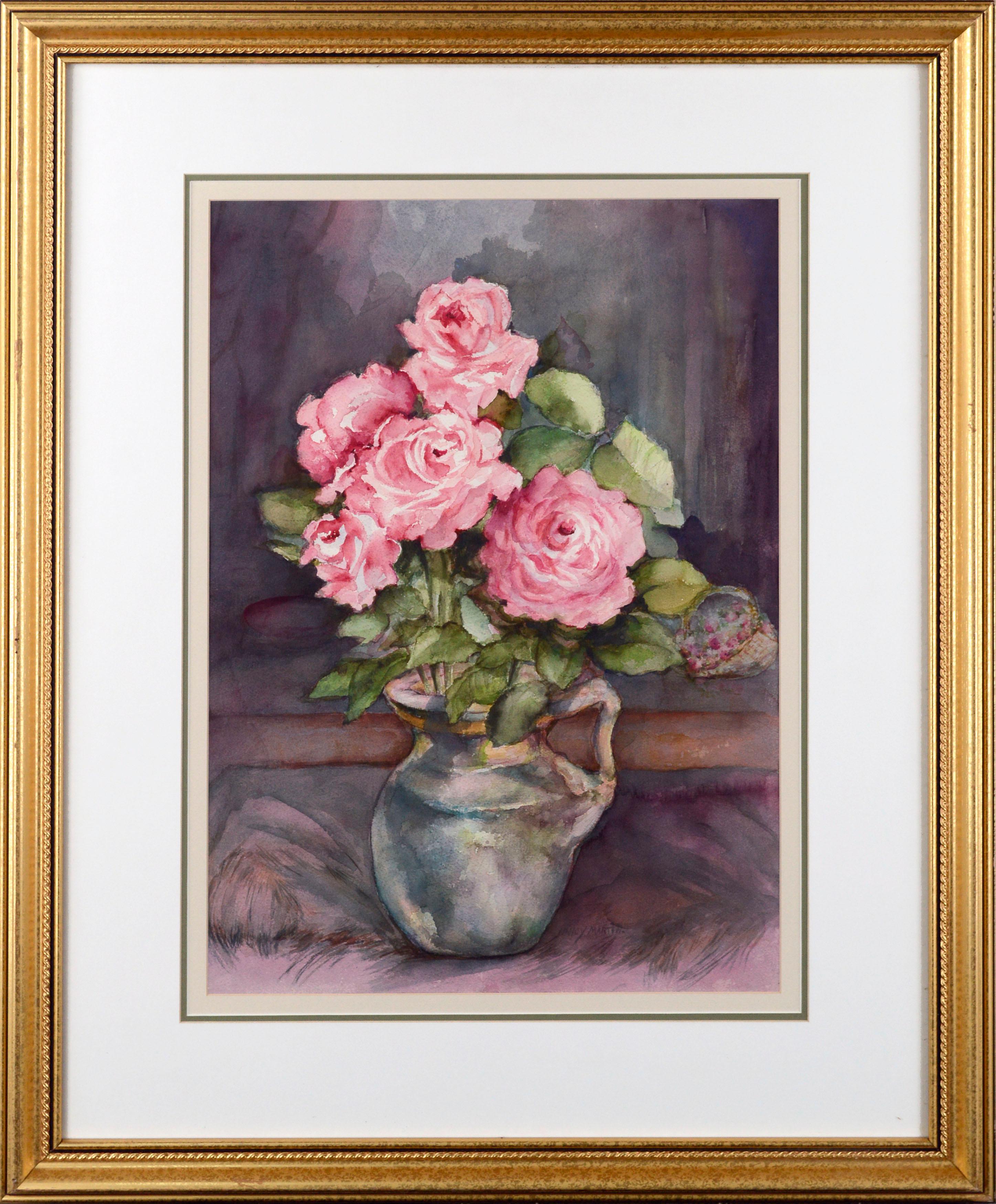 Pink Roses, Spring Bouquet Still-Life  - Art by Nancy Martin