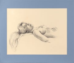 Reclining Nude Woman, Realist Figurative Charcoal Drawing 