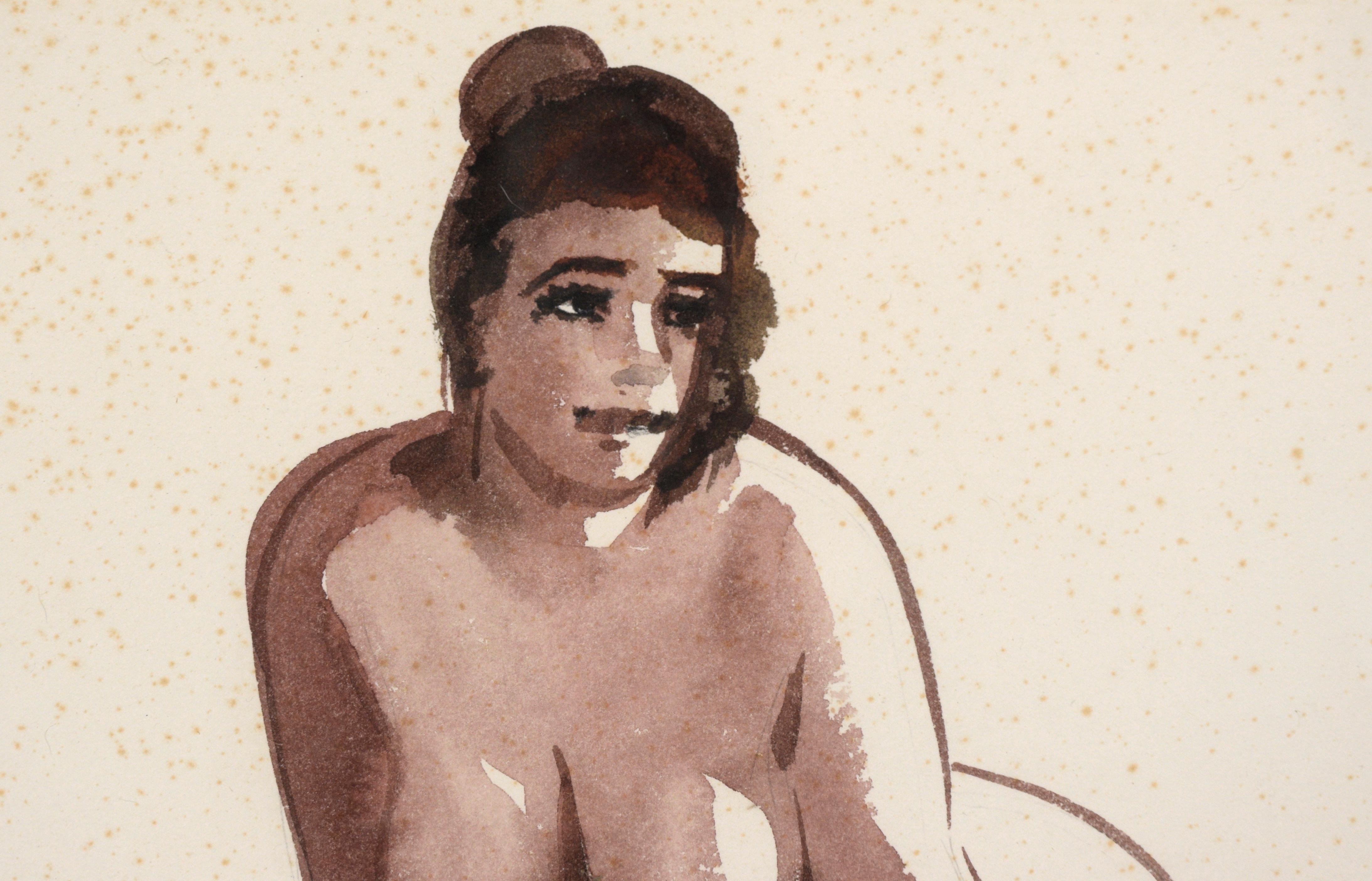 Nu couché - Mouvement figuratif de la baie du milieu du siècle - Étude de figure féminine couchée - Impressionnisme américain Art par Hubert Buel