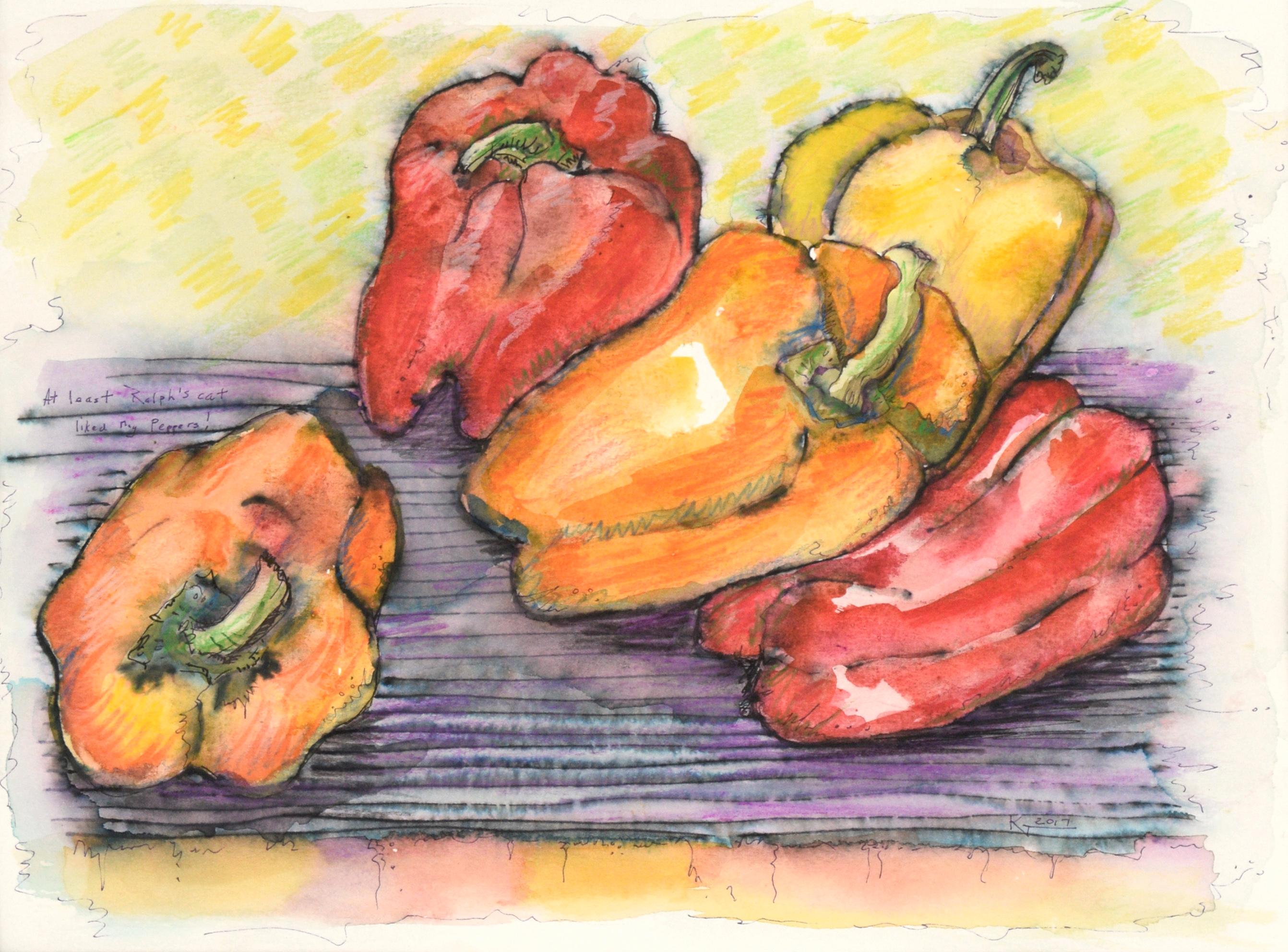 Bell Peppers - Watercolor Still Life - Art by Kathy Garvey