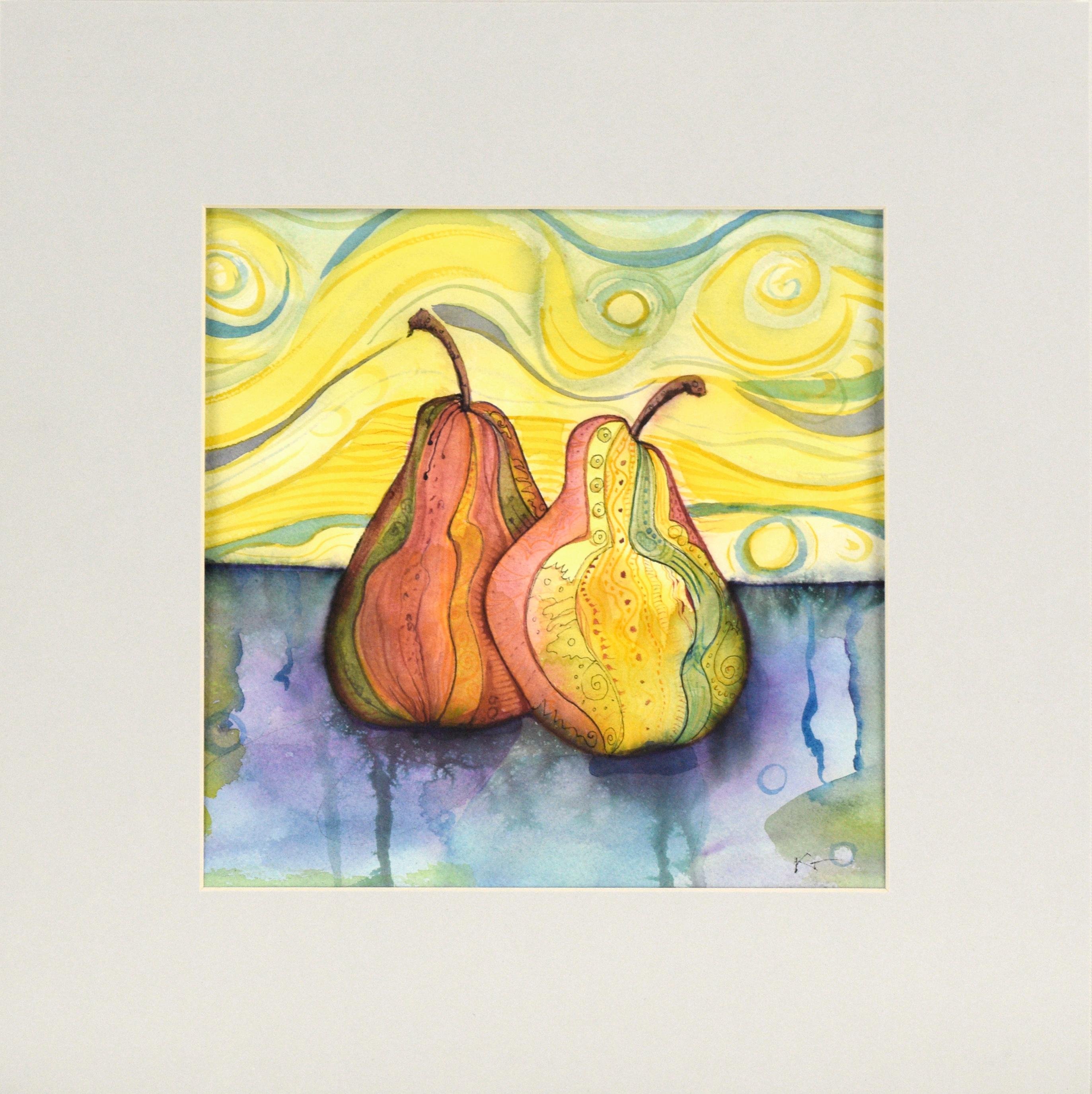 Kathy Garvey Still-Life – „Riffed Pears“ – Aquarell-Stillleben