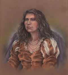 Pastel Portrait of a Shakespearean Woman with Pearls