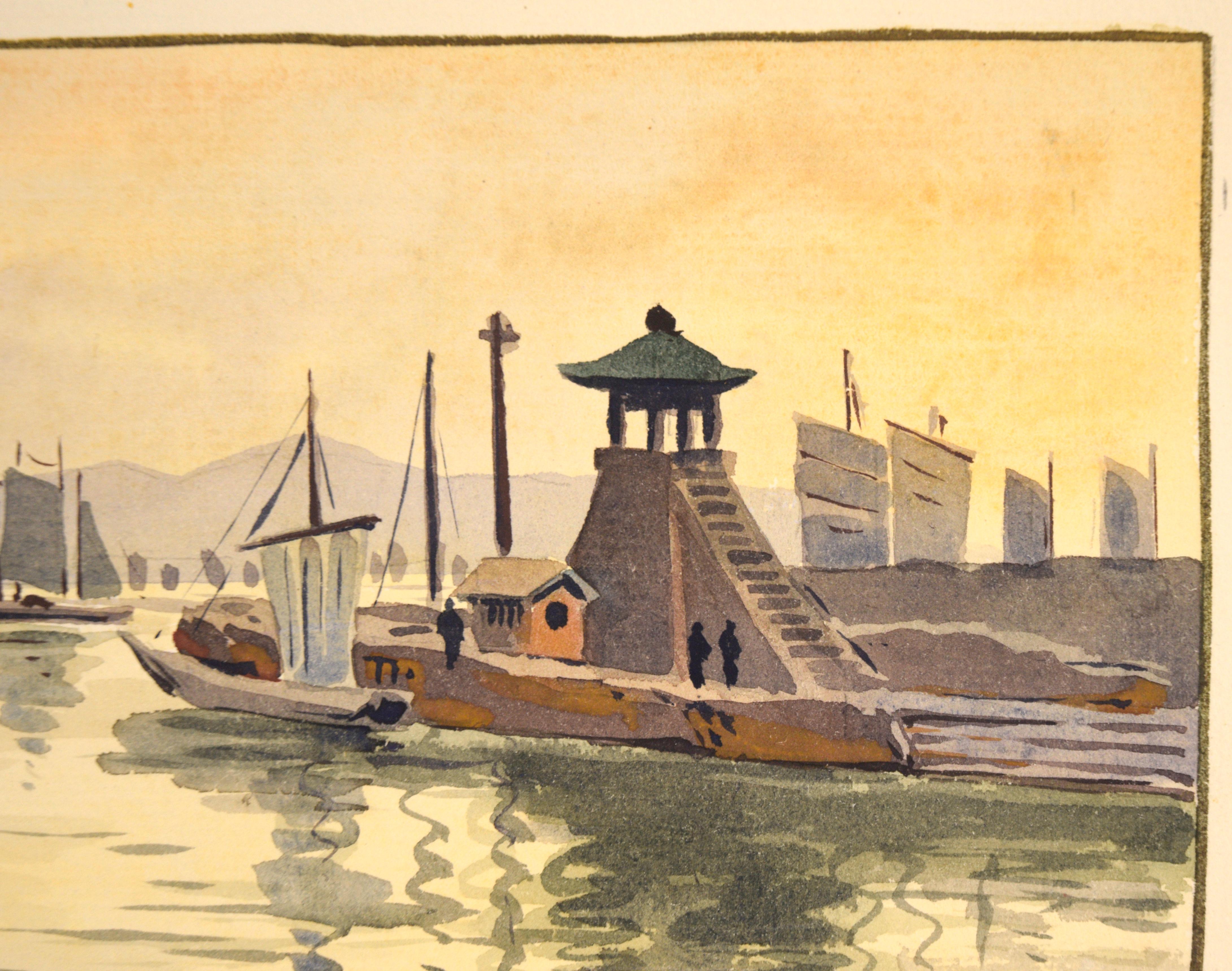 Sailboats at the Dock - Seascape - Impressionist Art by Yoshiro Shimidzu