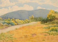 California Hills, Mid Century Landscape Watercolor