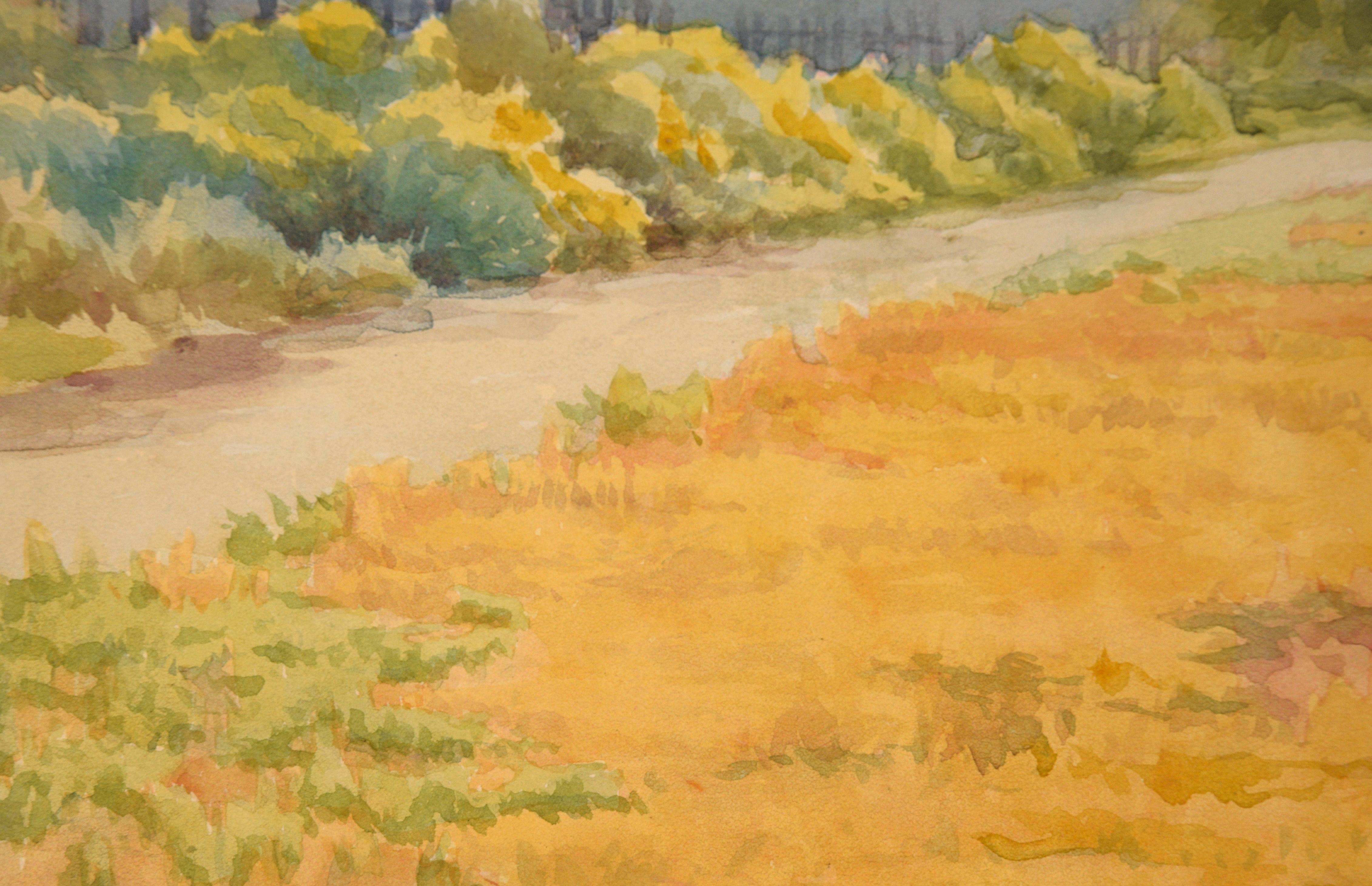 California Hills, Mid Century Landscape Watercolor  For Sale 1