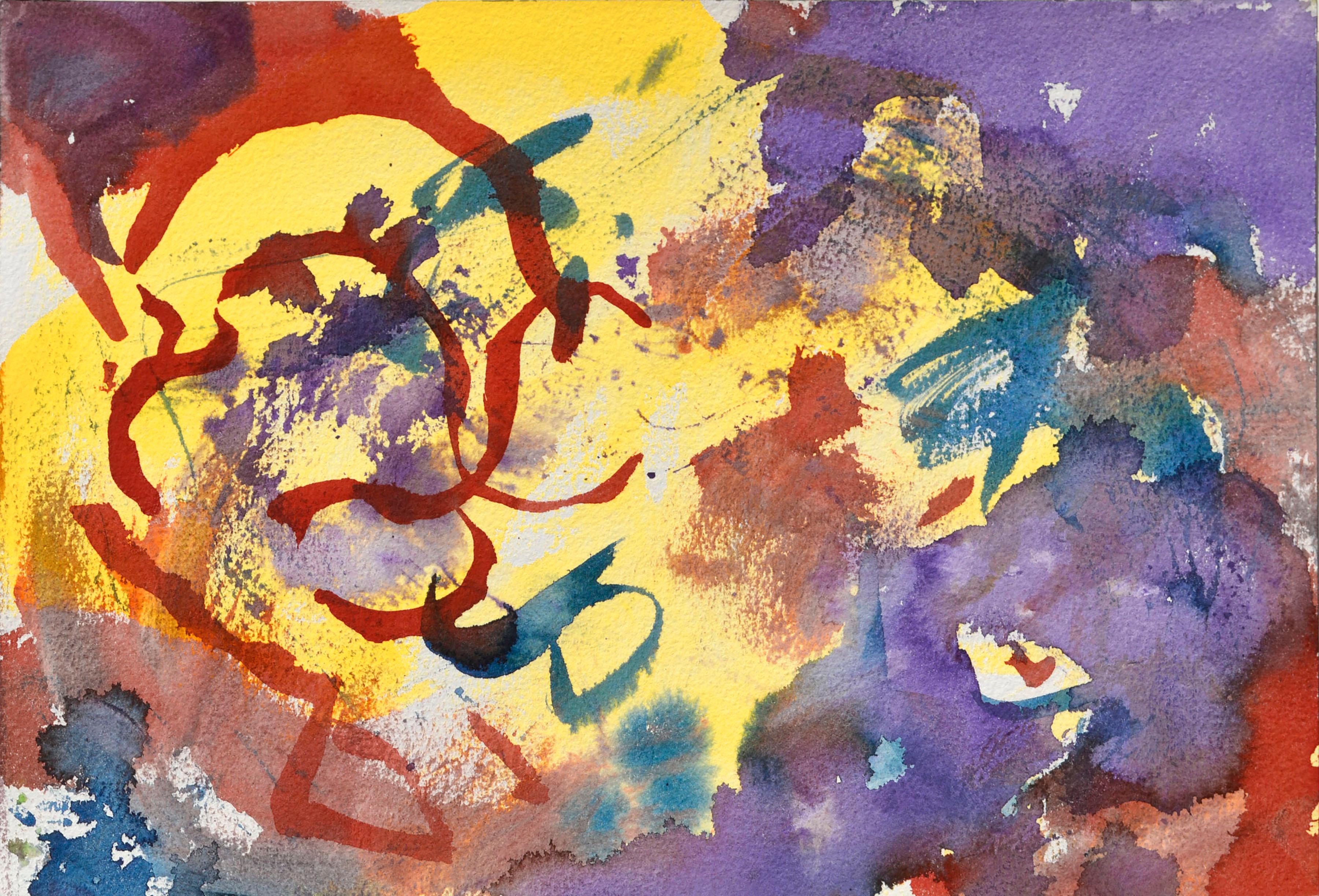 Abstract Drawing Les Anderson - Abstraite jaune, violette et rouge 
