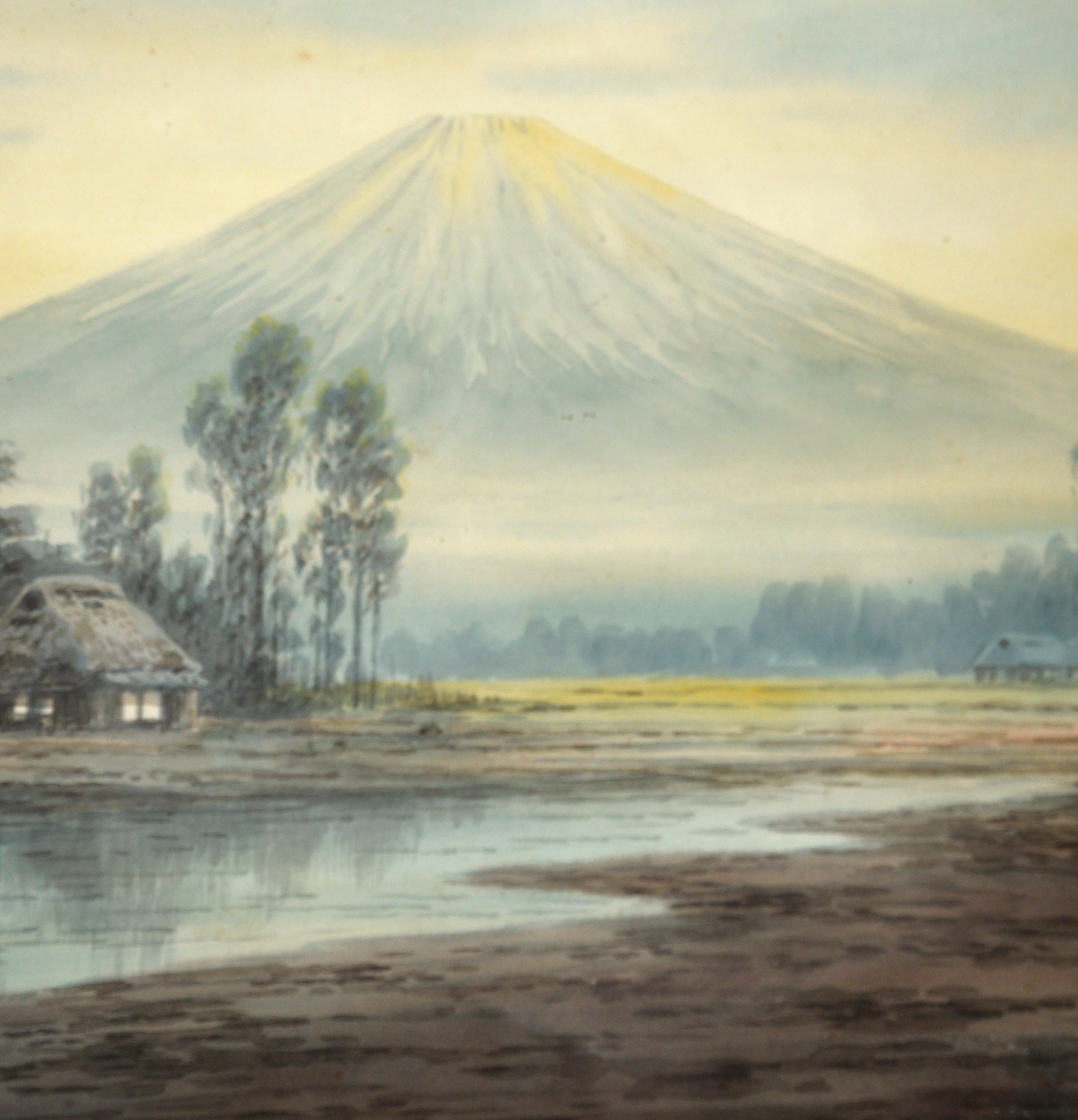 mt. fuji dawn watercolour artwork