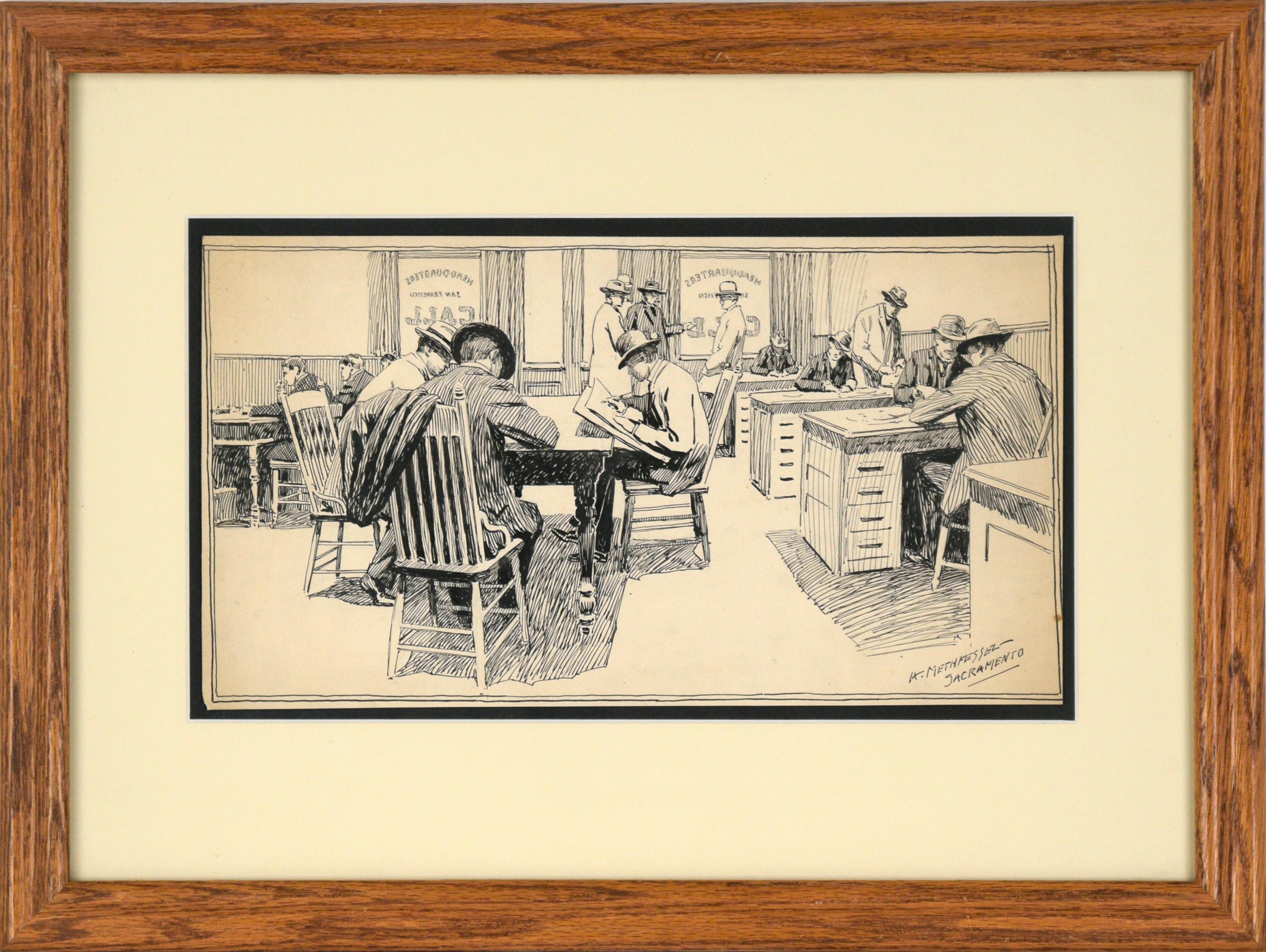 Im Atelier des Illustrators in The San Francisco Call, spätes 19. Jahrhundert, Illustration