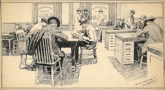 The Illustrator's Workroom at The San Francisco Call, Late 19th C. Illustration
