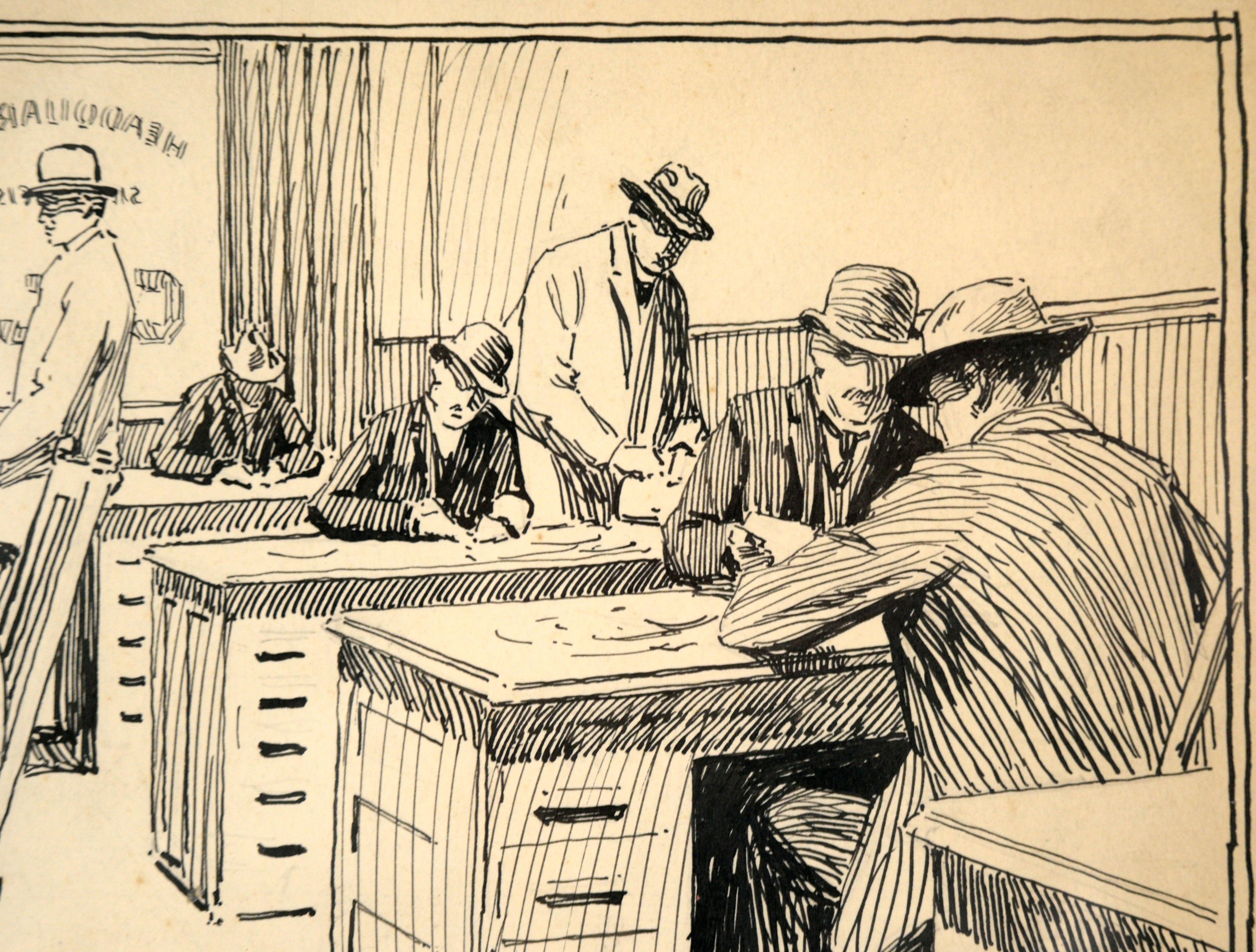 The Illustrator's Workroom at The San Francisco Call (L'atelier d'illustrateur au San Francisco Call), fin du 19e siècle Illustration en vente 1