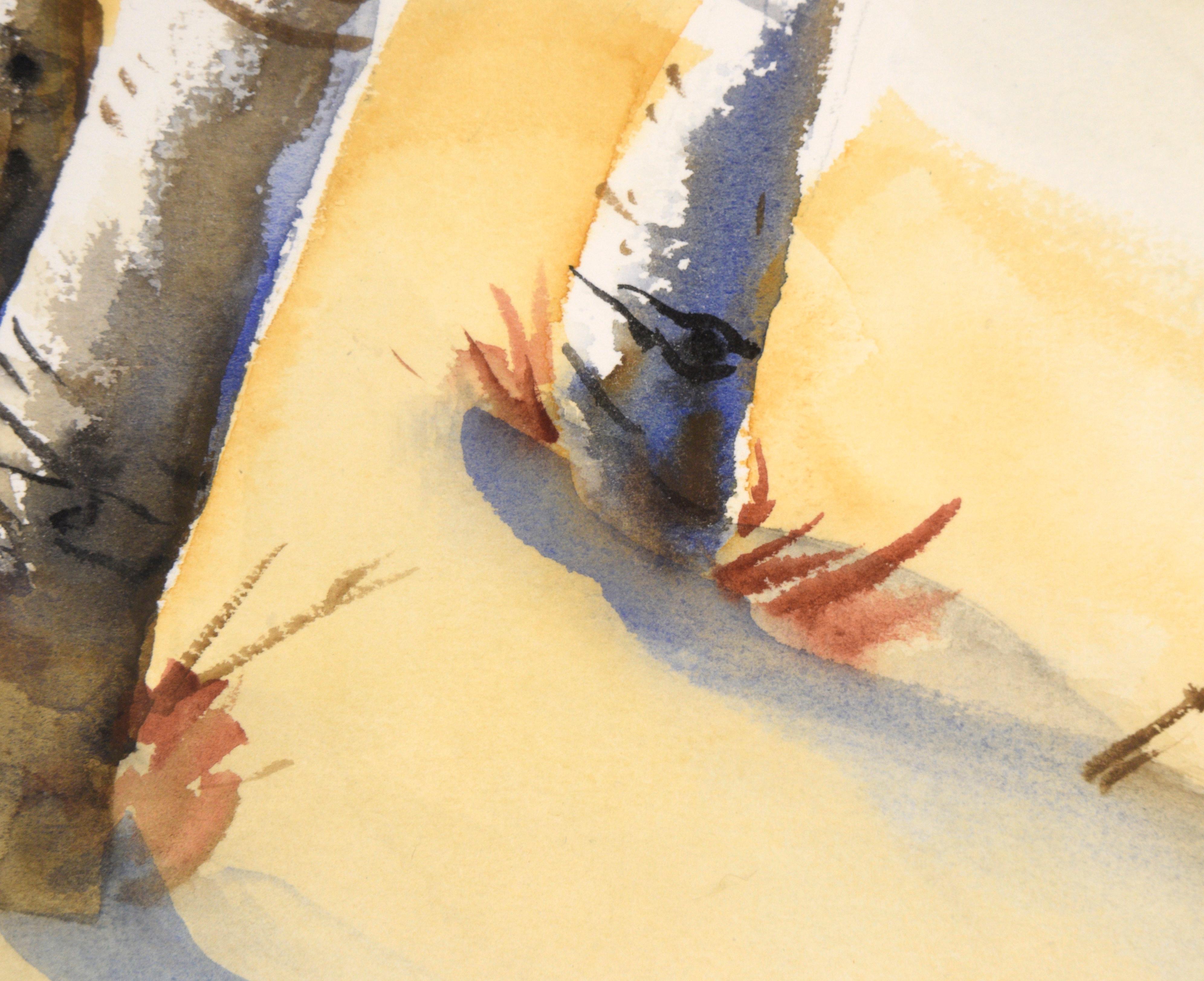 Paysage, arbres de bouleau au printemps - Beige Landscape Art par Unknown