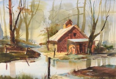 The Fishing Shack (L'abat-jour de pêche), aquarelle de paysage