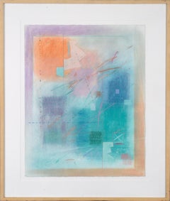 Vibrant Abstract Composition with Teal and Orange