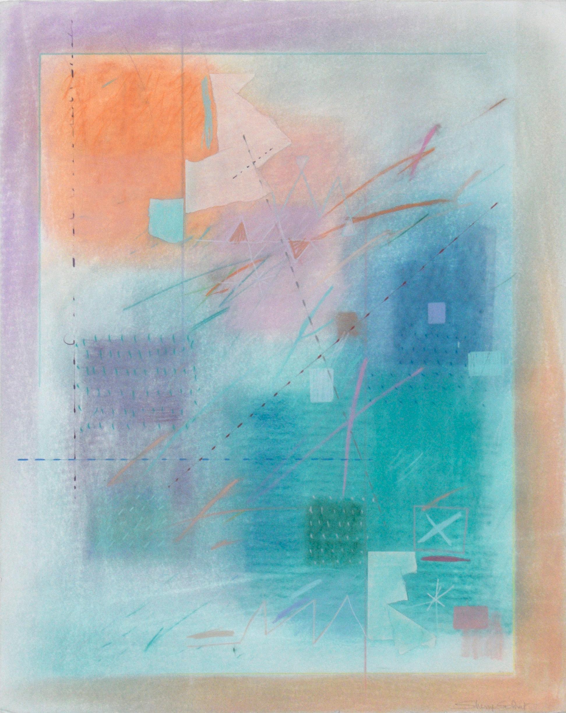 Vibrant Abstract Composition with Teal and Orange - Art by Sherry Schrut