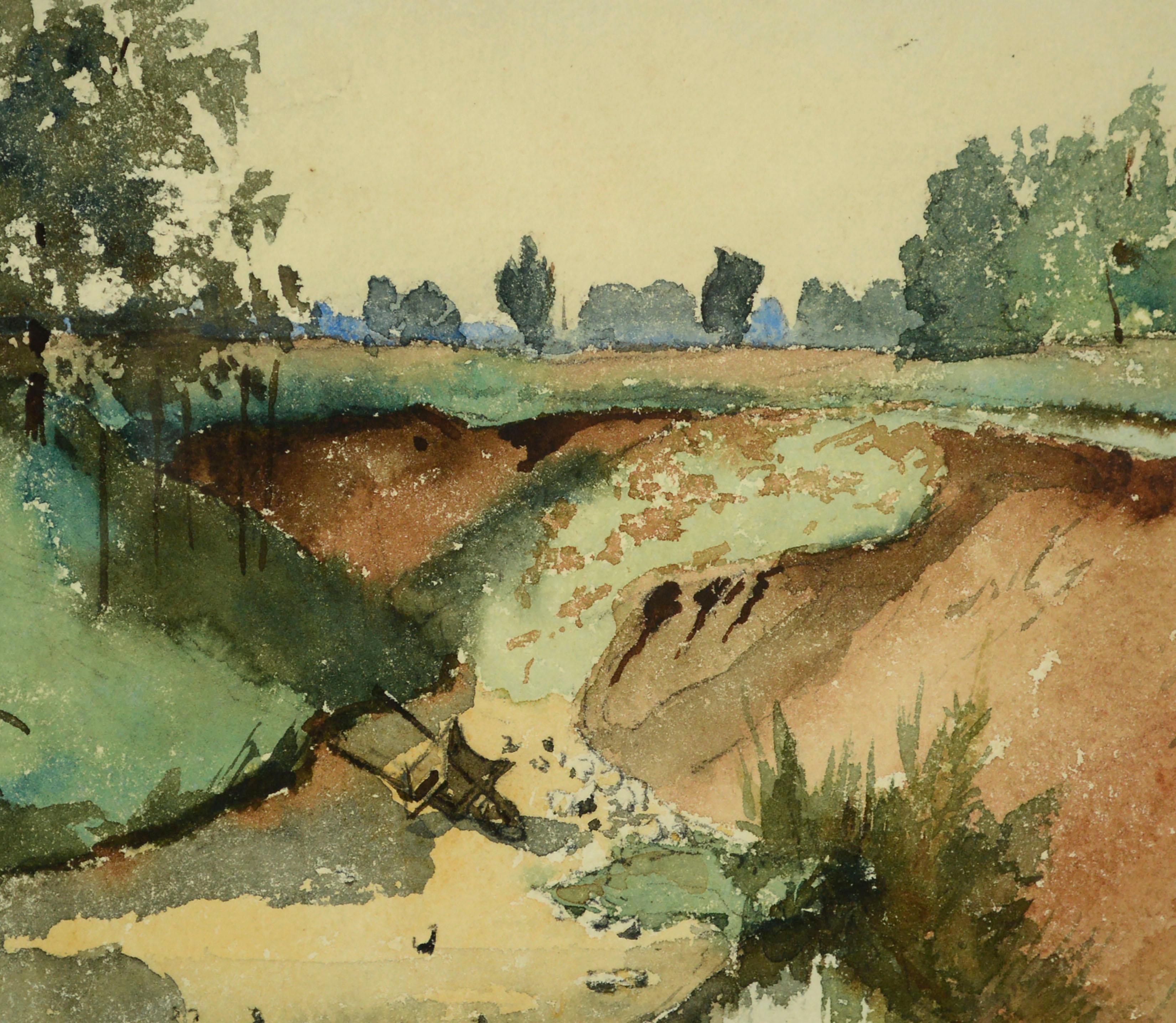 Kalifornien Landschaft des späten 19. Jahrhunderts, Aquarell  (Amerikanischer Impressionismus), Art, von Unknown
