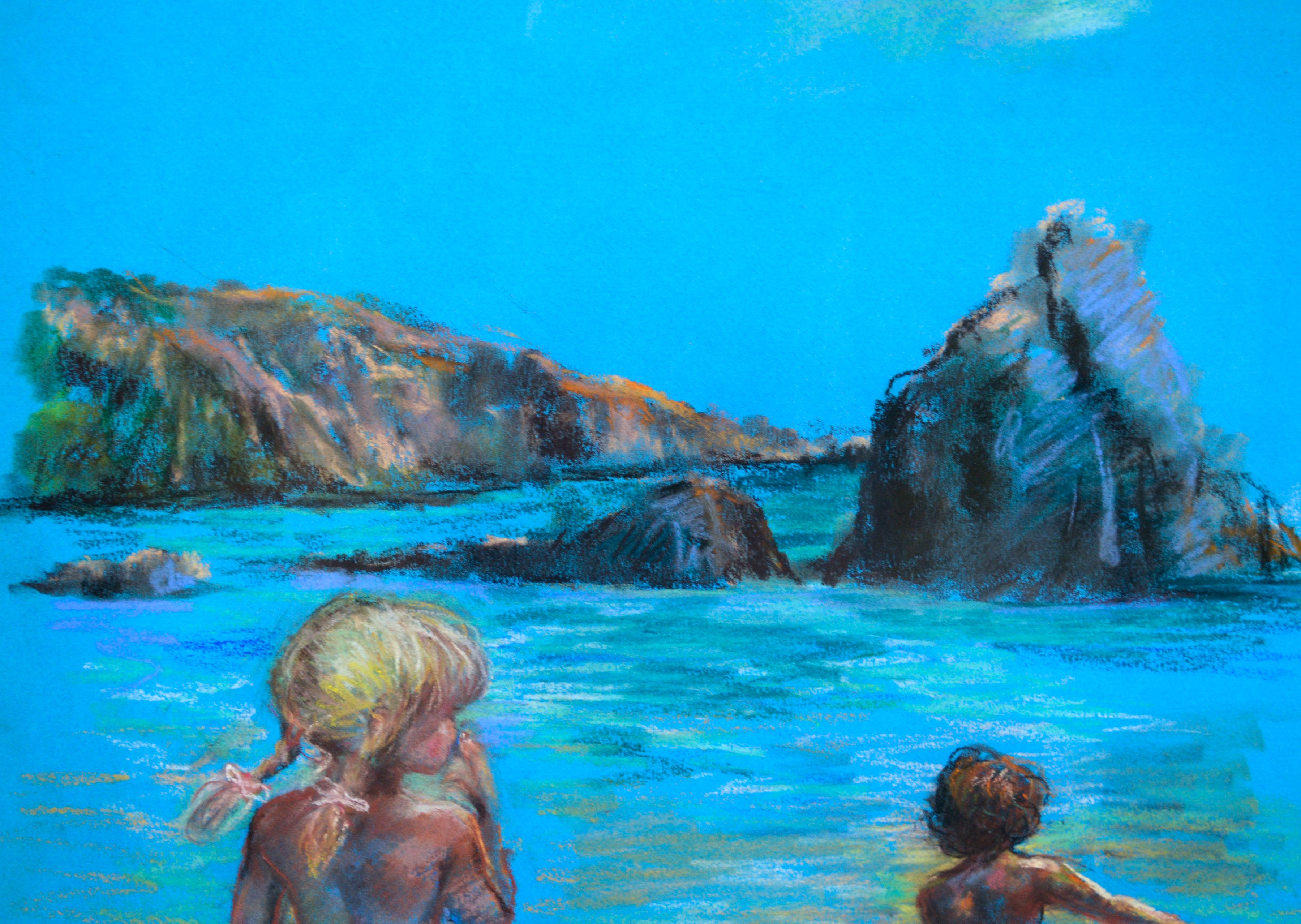 children on the beach painting