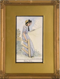 Antique 1920's Illustration of a Country Girl