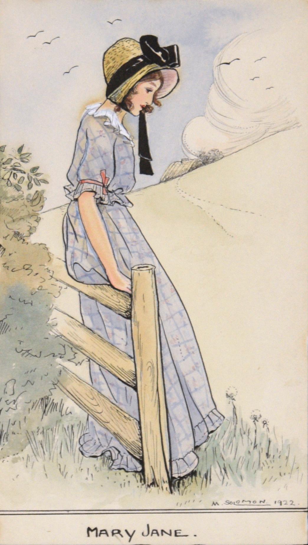 1920's Illustration of a Country Girl - Art by M. Solomon