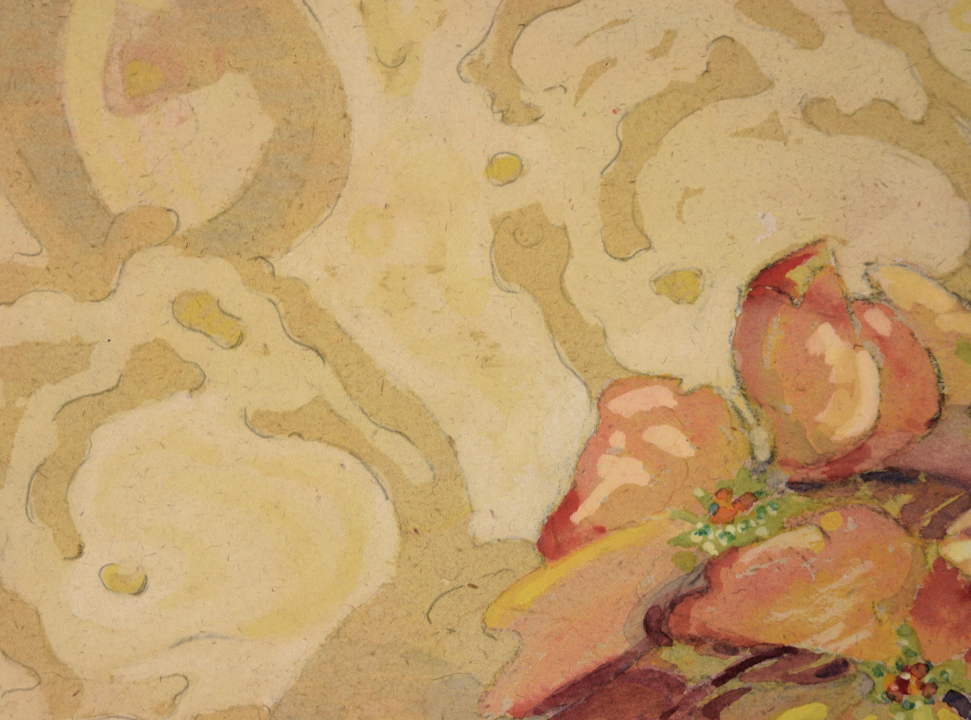 Roter und gelber Blumenschmuck - Stillleben (Amerikanischer Impressionismus), Art, von Free Dean