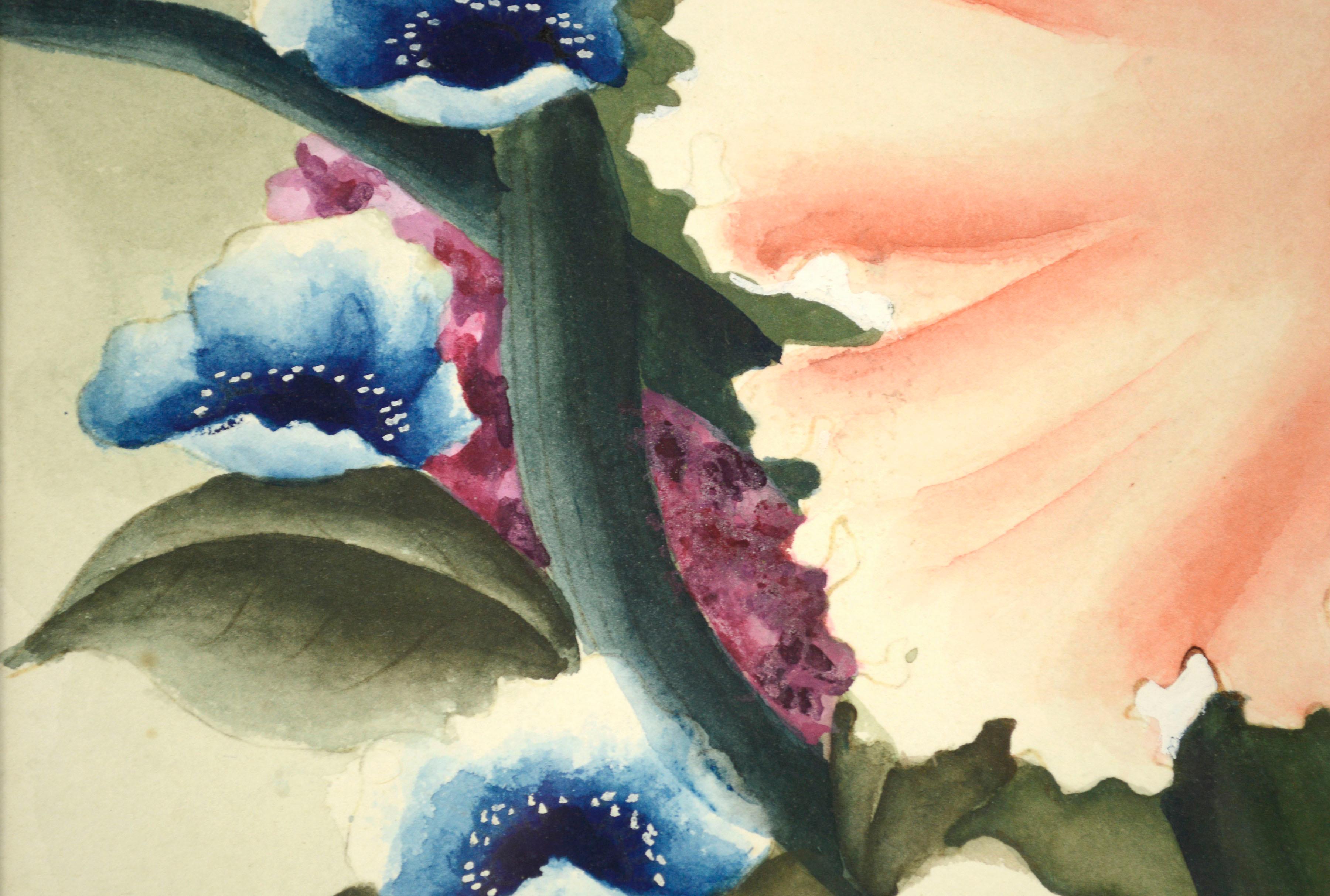 Wildblumen-Bouquet Stillleben (Grau), Still-Life, von Jane Boyd