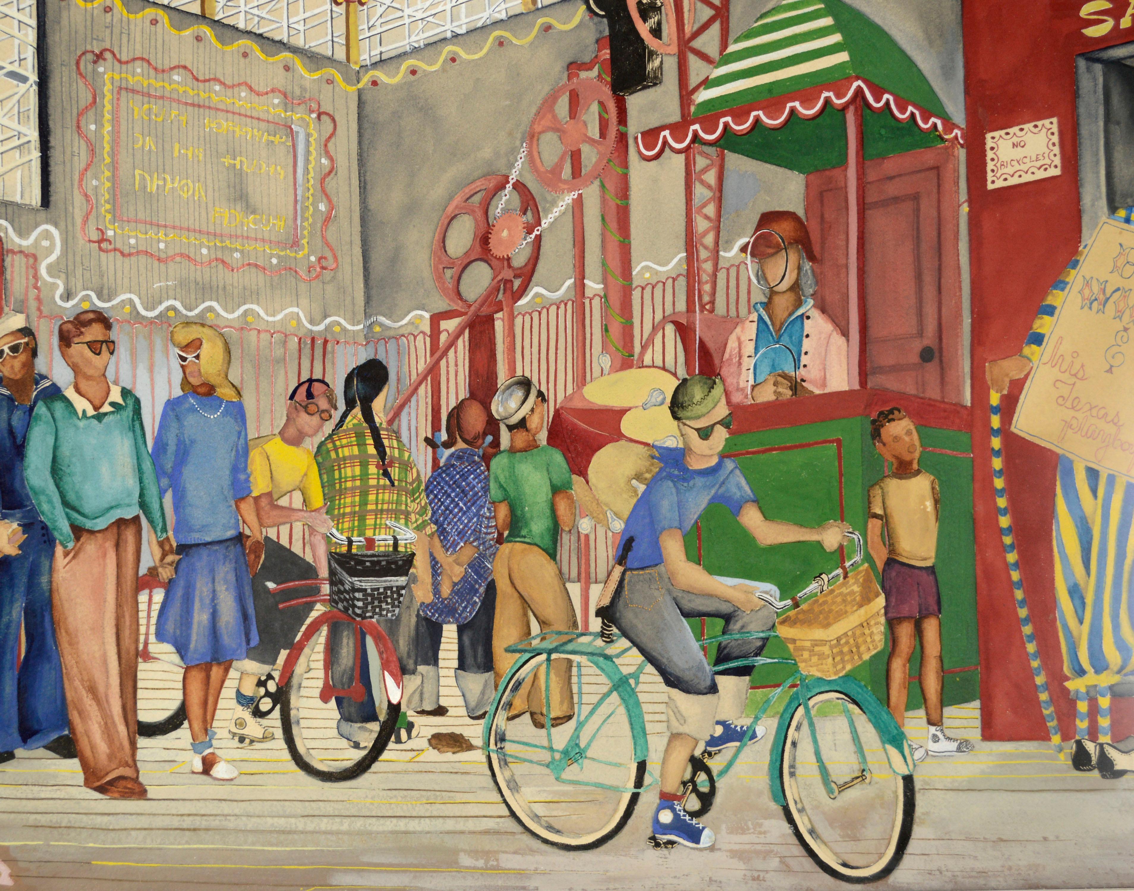 Scena figurativa vintage di metà secolo di Santa Cruz, California, 1944 - Art Realismo di Cassard